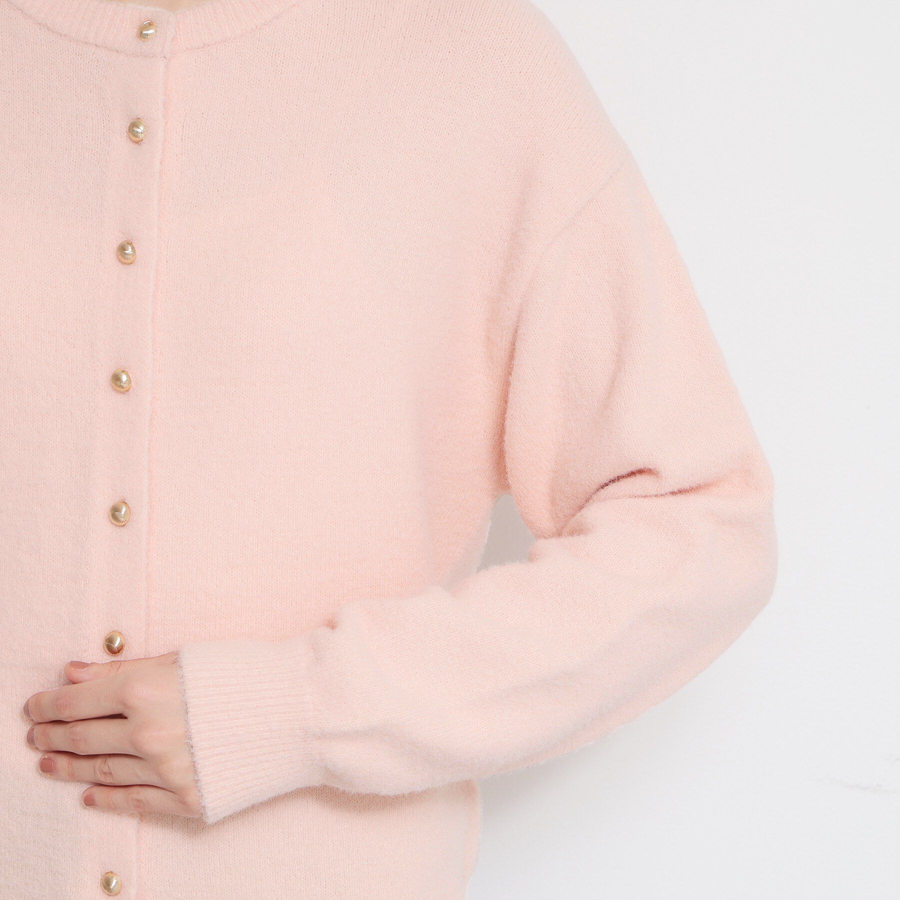 THE SHOP TK「ふわふわミニシャギー クルーネックカーディガン」|カーディガン|