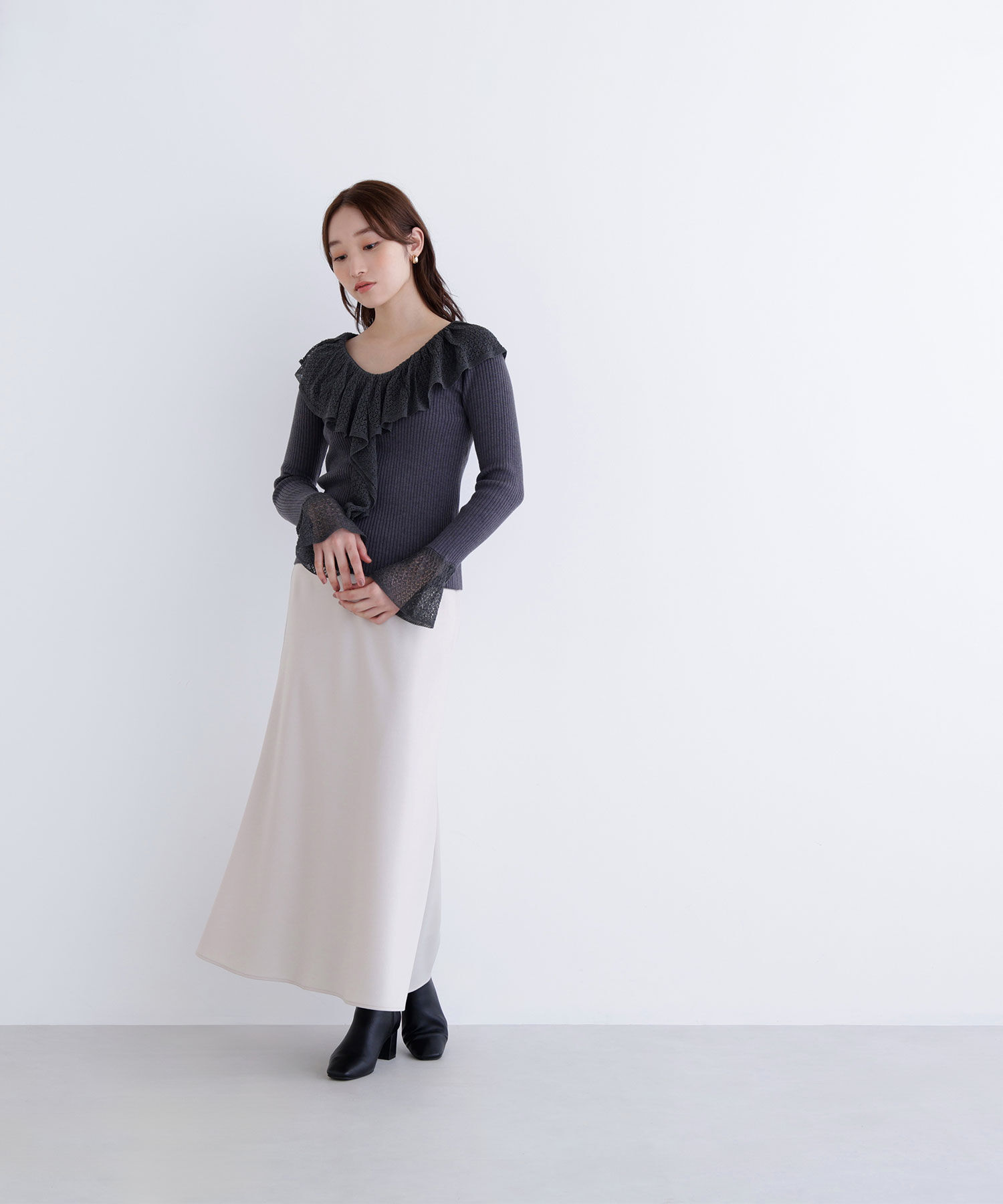  「レーストリムリブニット」|ニット・セーター|