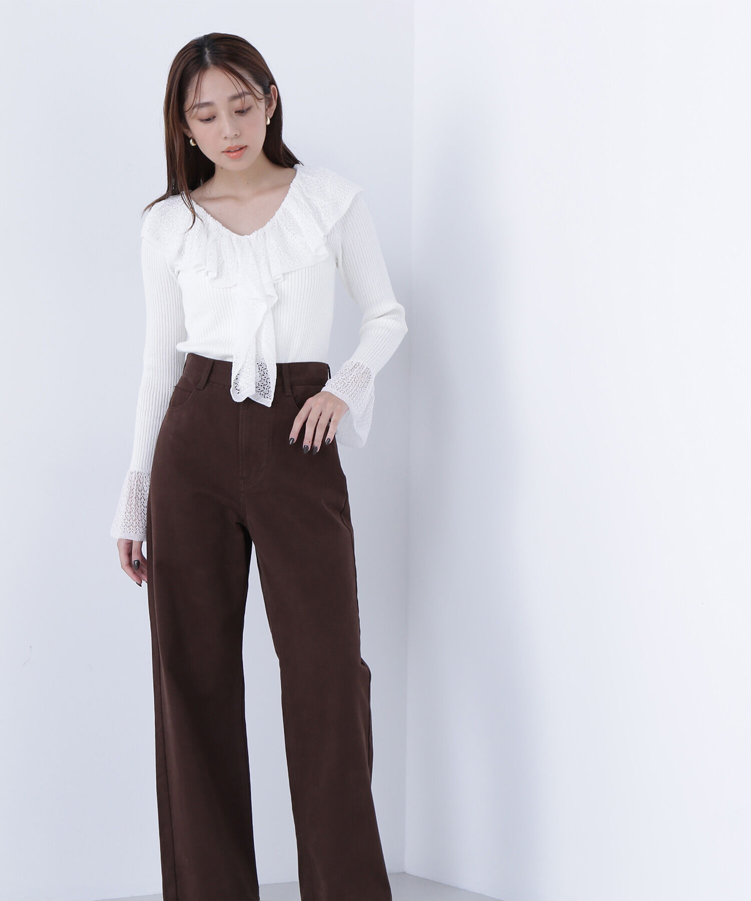  「レーストリムリブニット」|ニット・セーター|