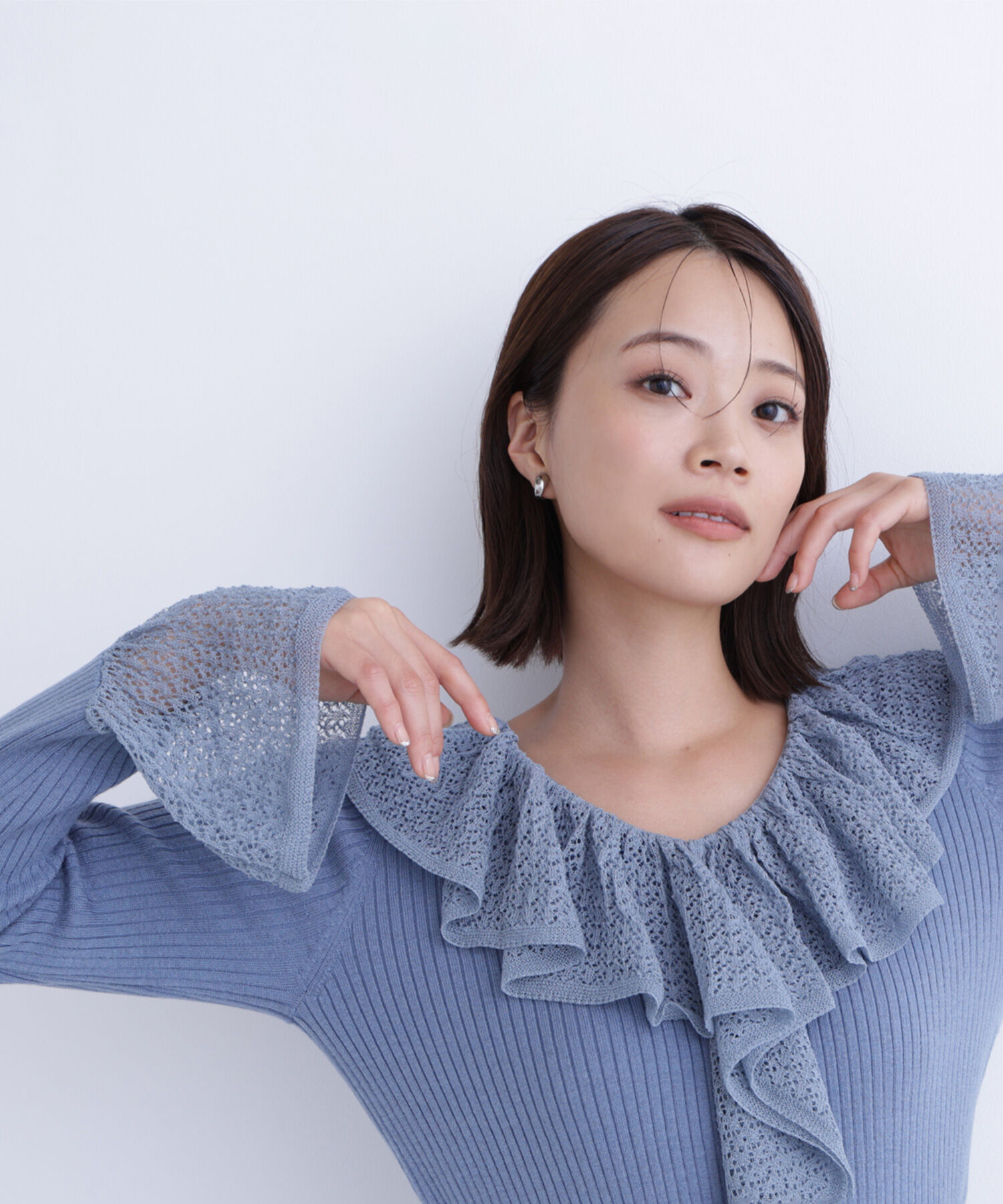  「レーストリムリブニット」|ニット・セーター|