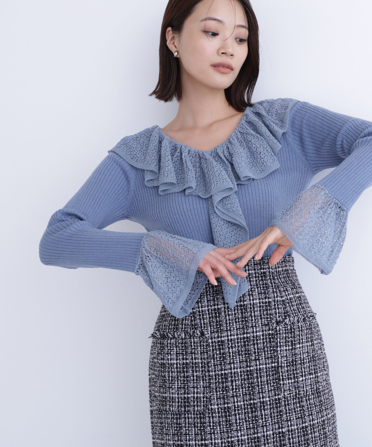  「レーストリムリブニット」|ニット・セーター|