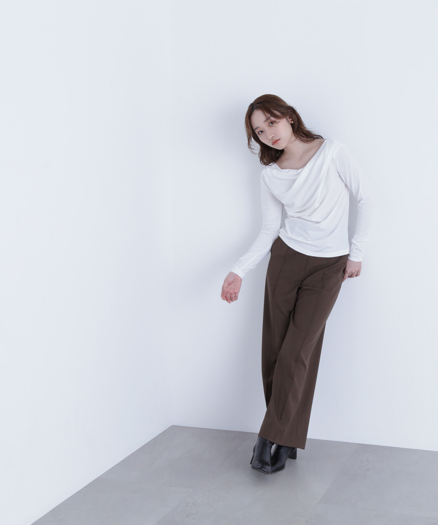  「ドレープネックカットソー」|Tシャツ・カットソー|