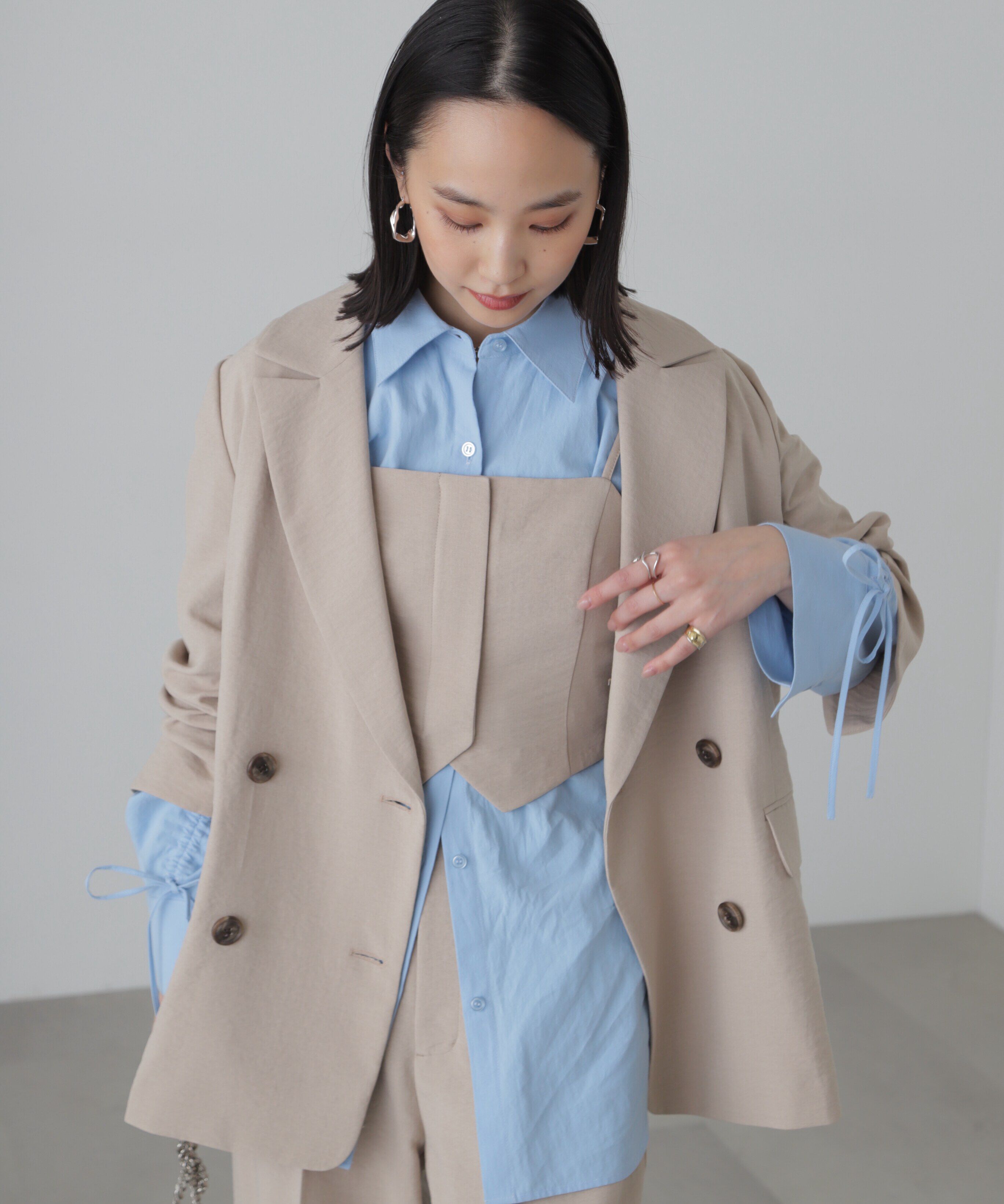  「気流染めフロントジップビスチェ」|シャツ・ブラウス|