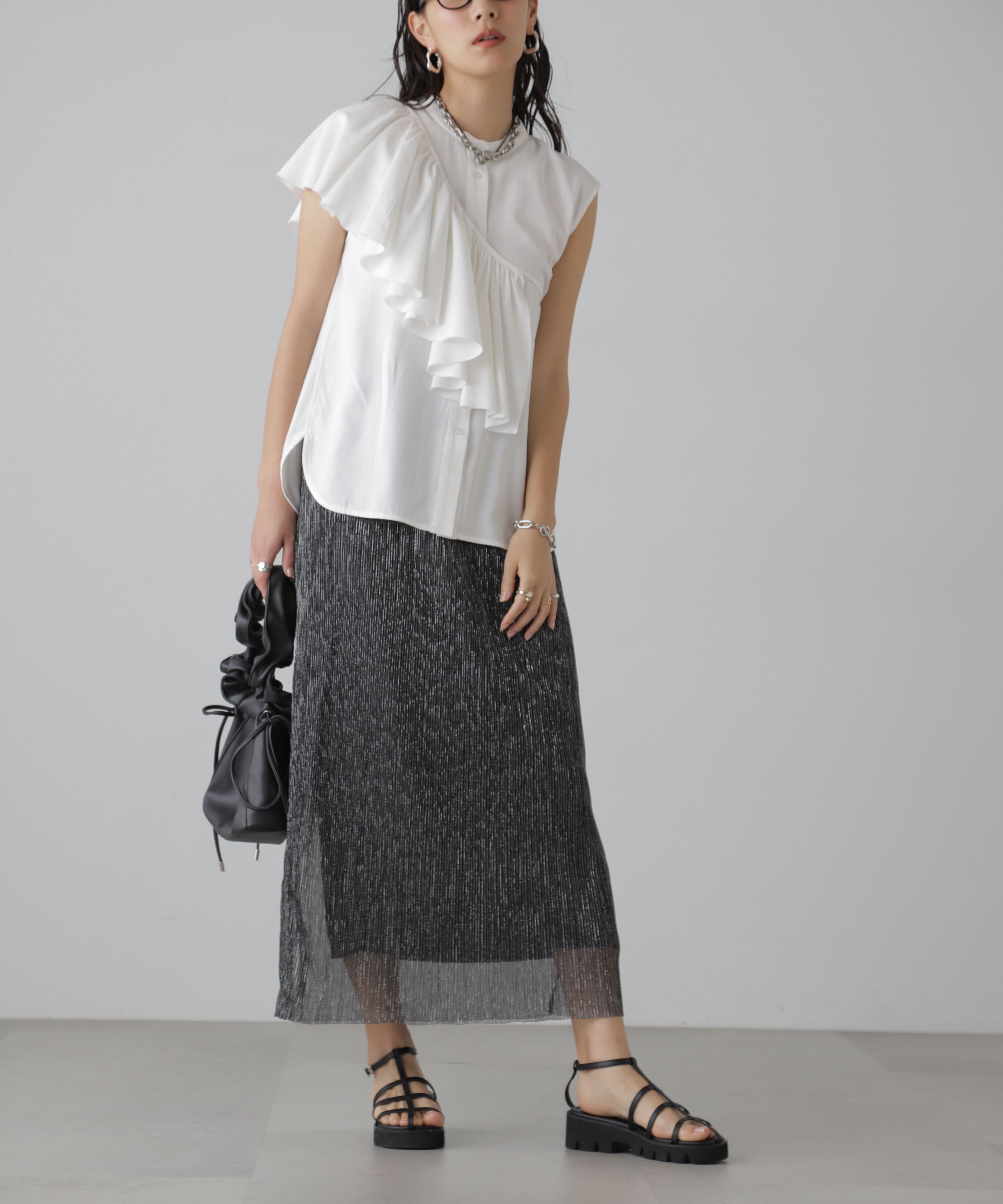  「ラメプリーツナロースカート」|スカート|