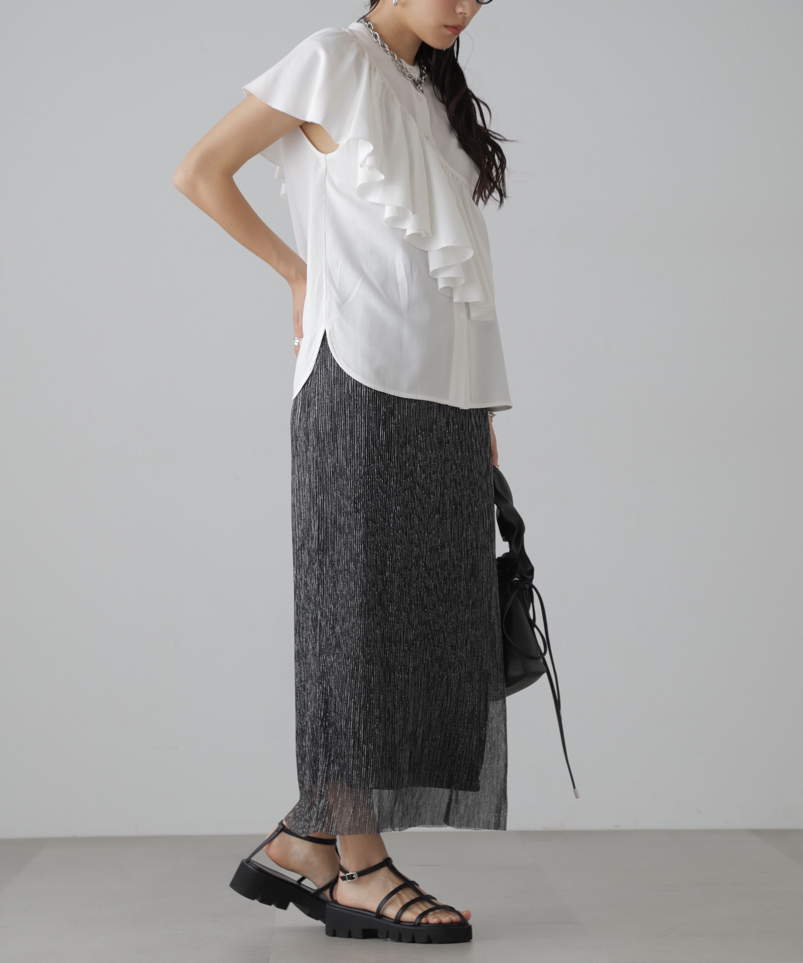  「ラメプリーツナロースカート」|スカート|