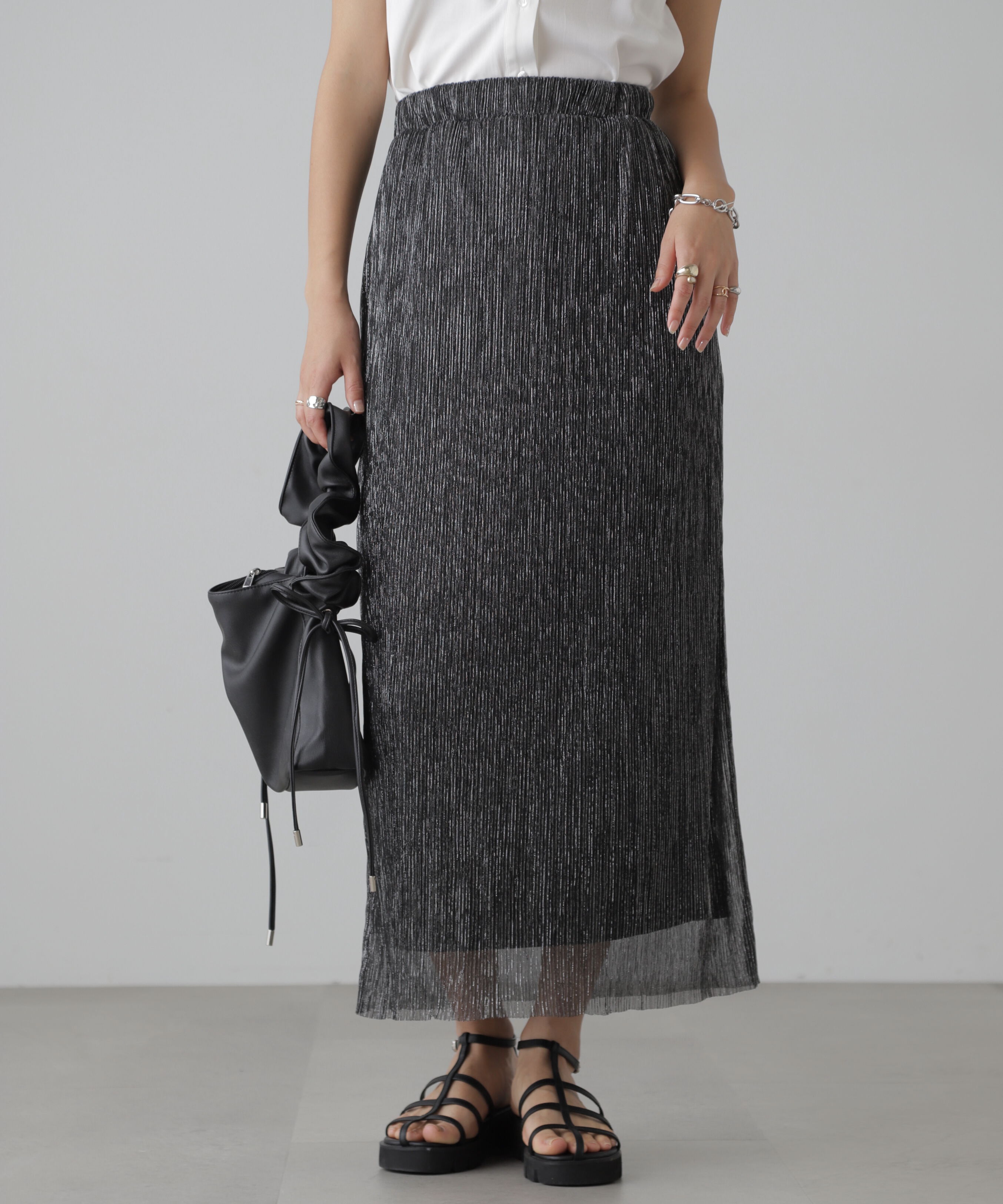  「ラメプリーツナロースカート」|スカート|