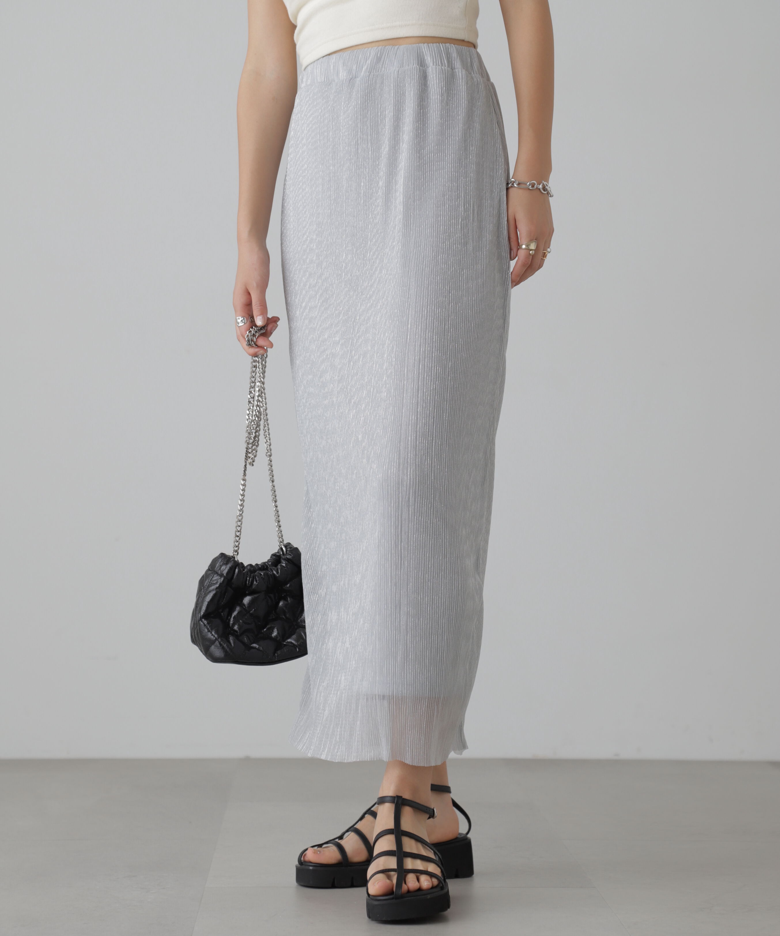  「ラメプリーツナロースカート」|スカート|