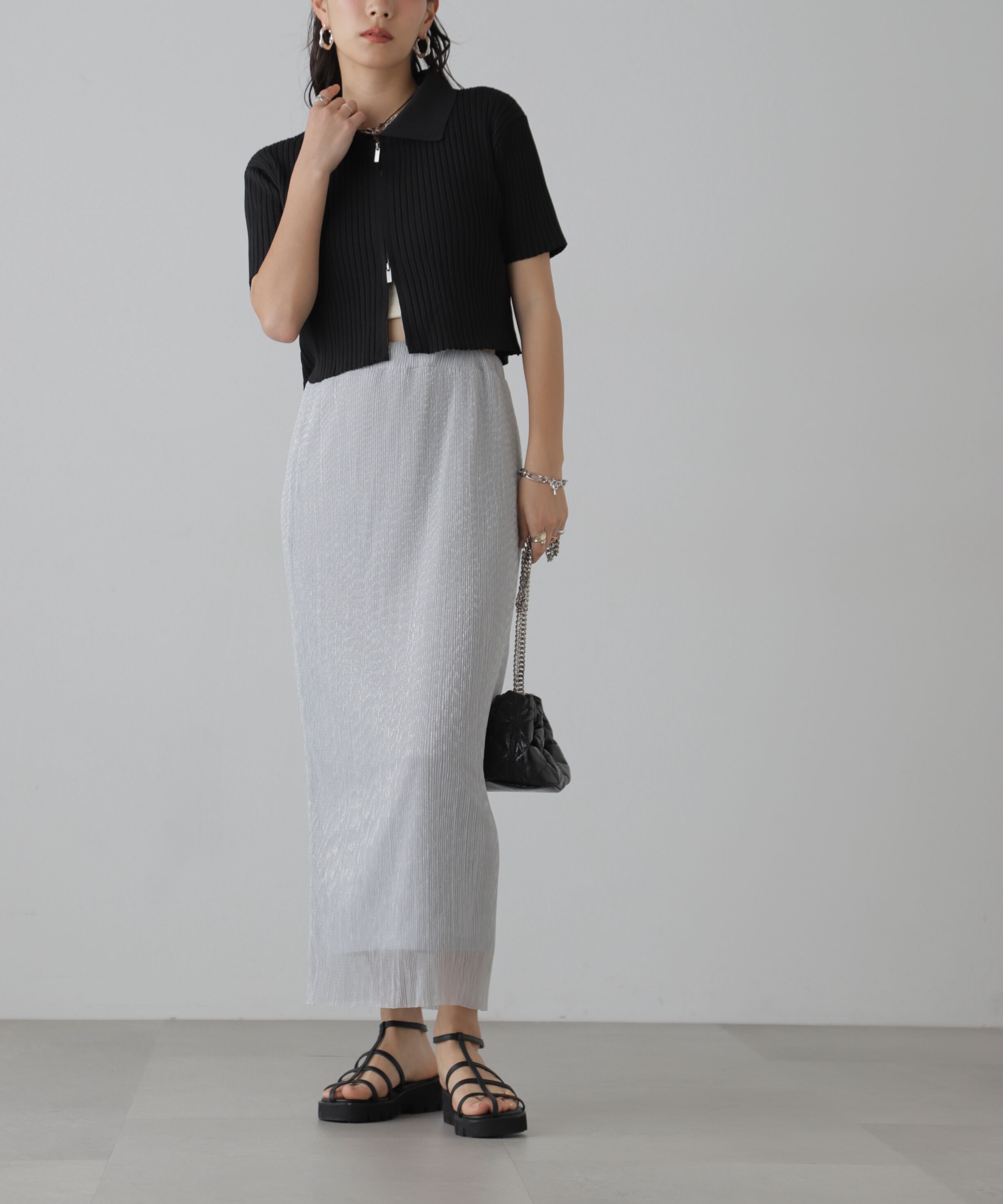  「ラメプリーツナロースカート」|スカート|