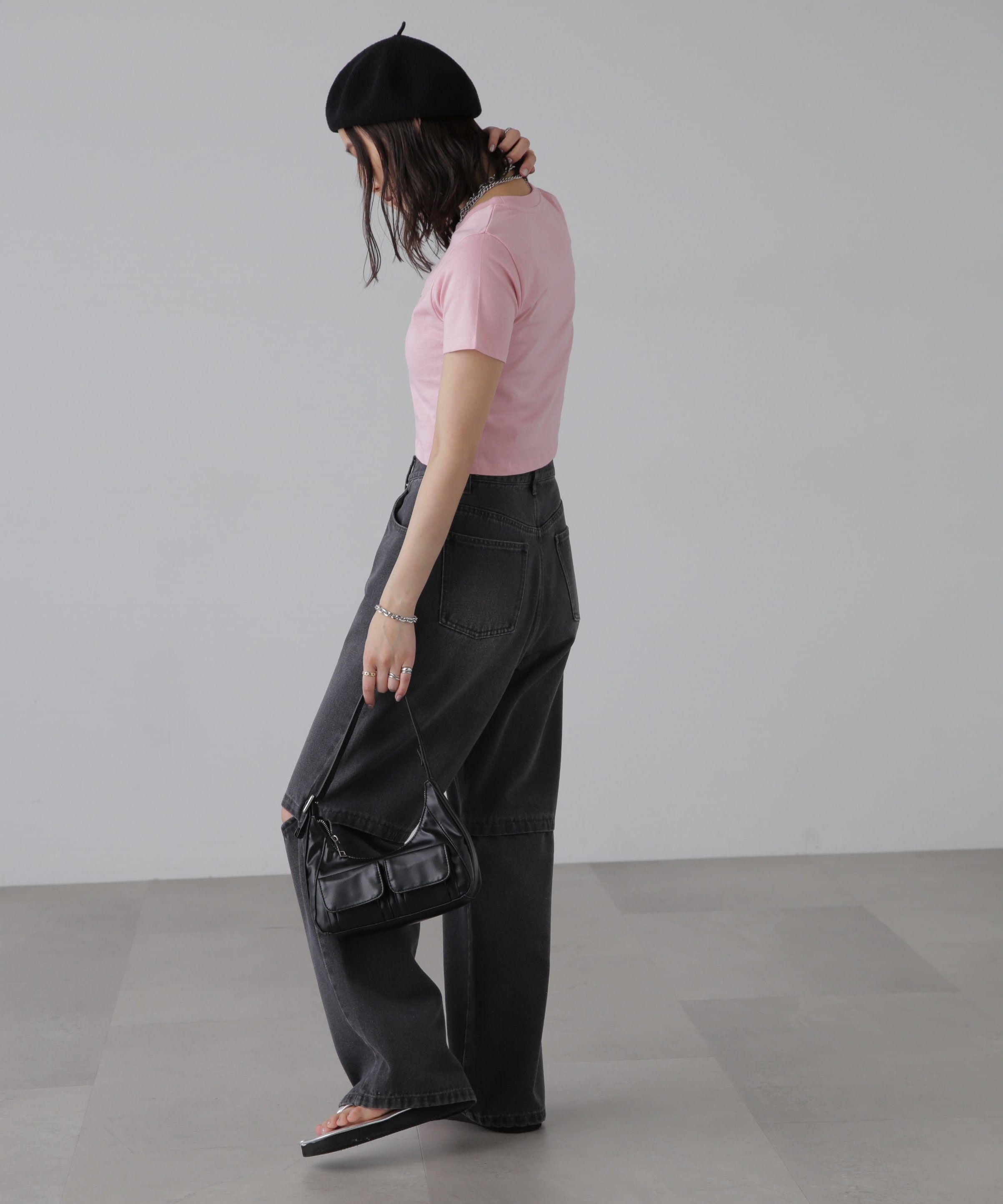  「ショート丈ロゴTシャツ」|Tシャツ・カットソー|