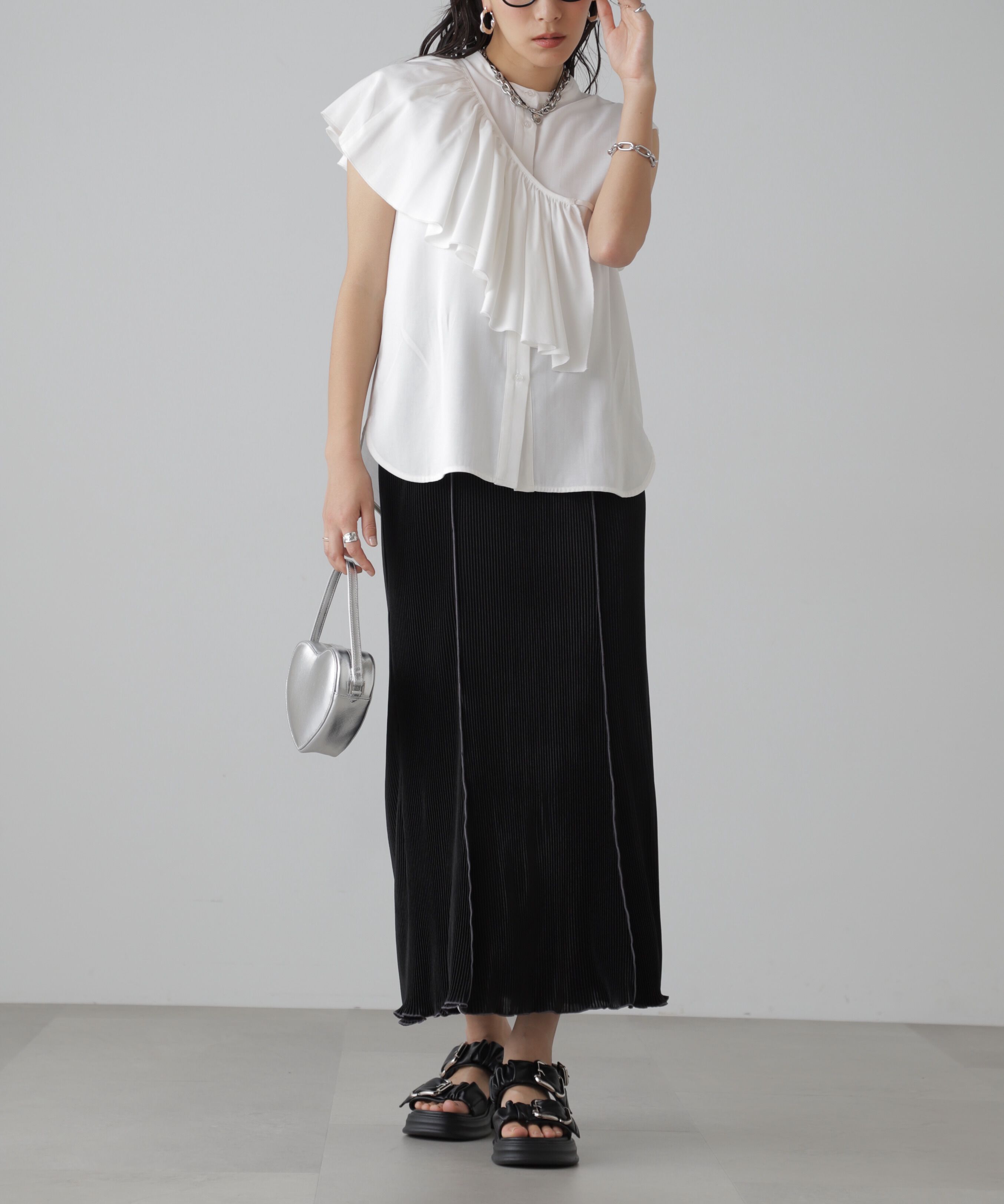  「配色メローカットソープリーツスカート」|スカート|