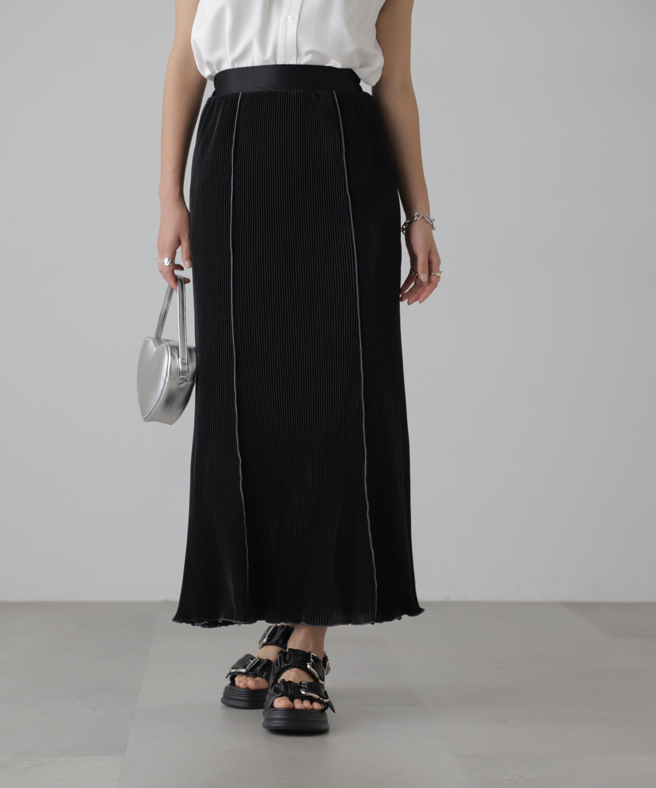  「配色メローカットソープリーツスカート」|スカート|