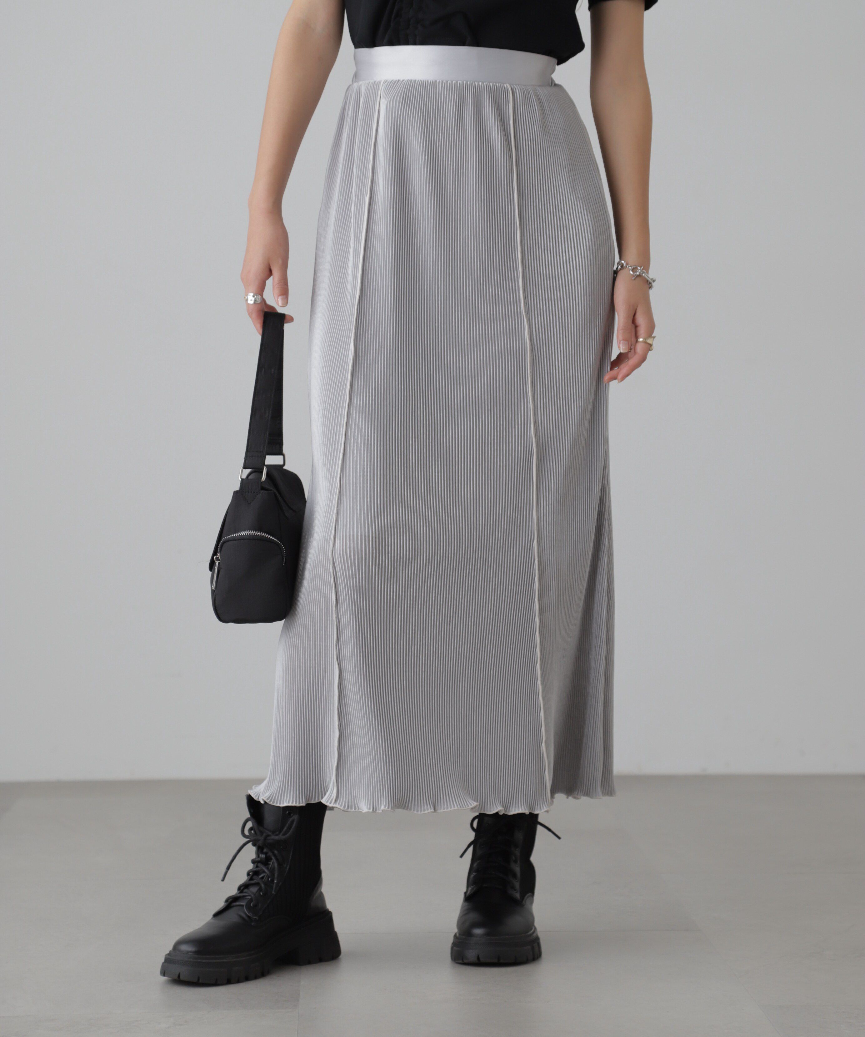  「配色メローカットソープリーツスカート」|スカート|