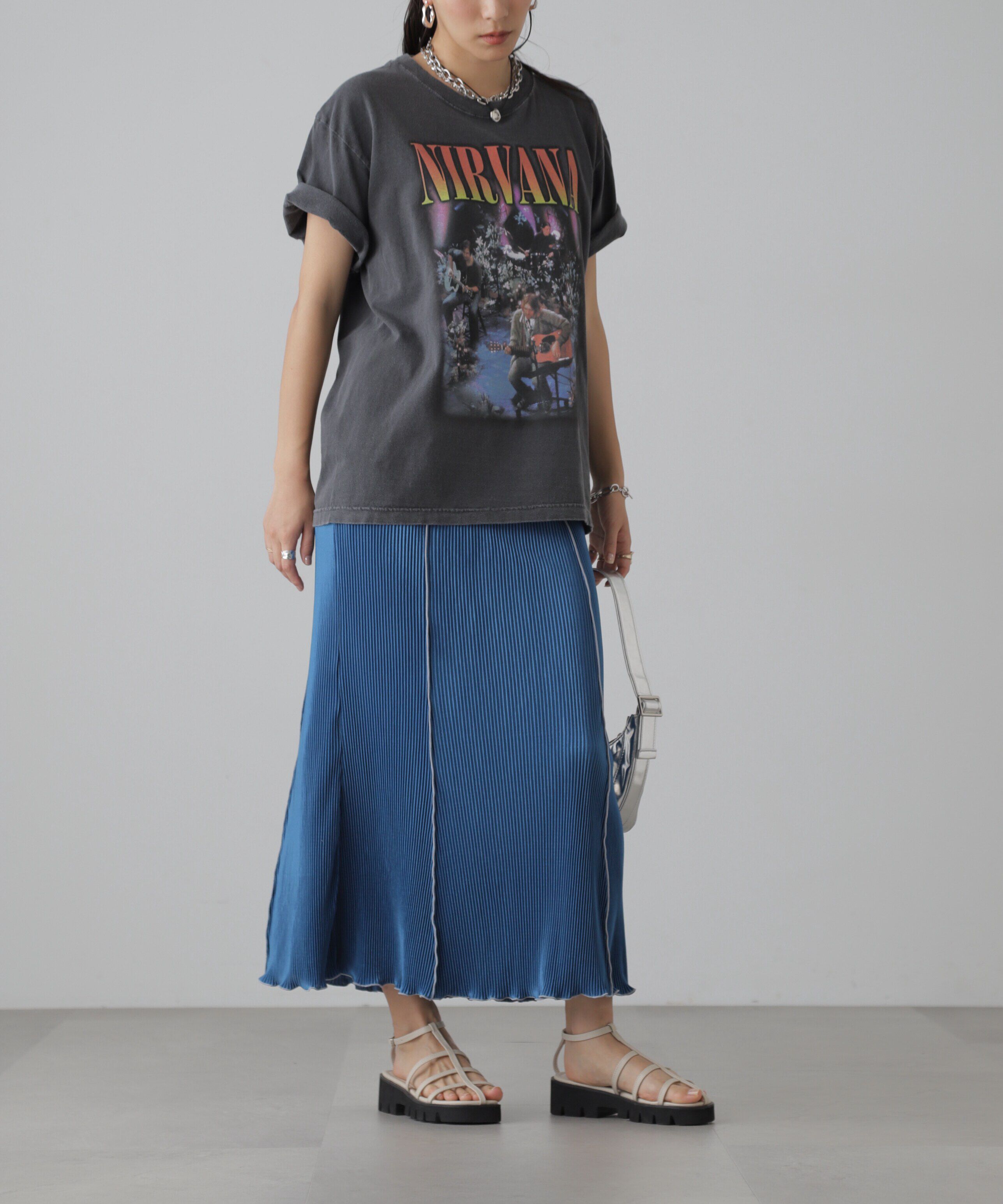  「配色メローカットソープリーツスカート」|スカート|