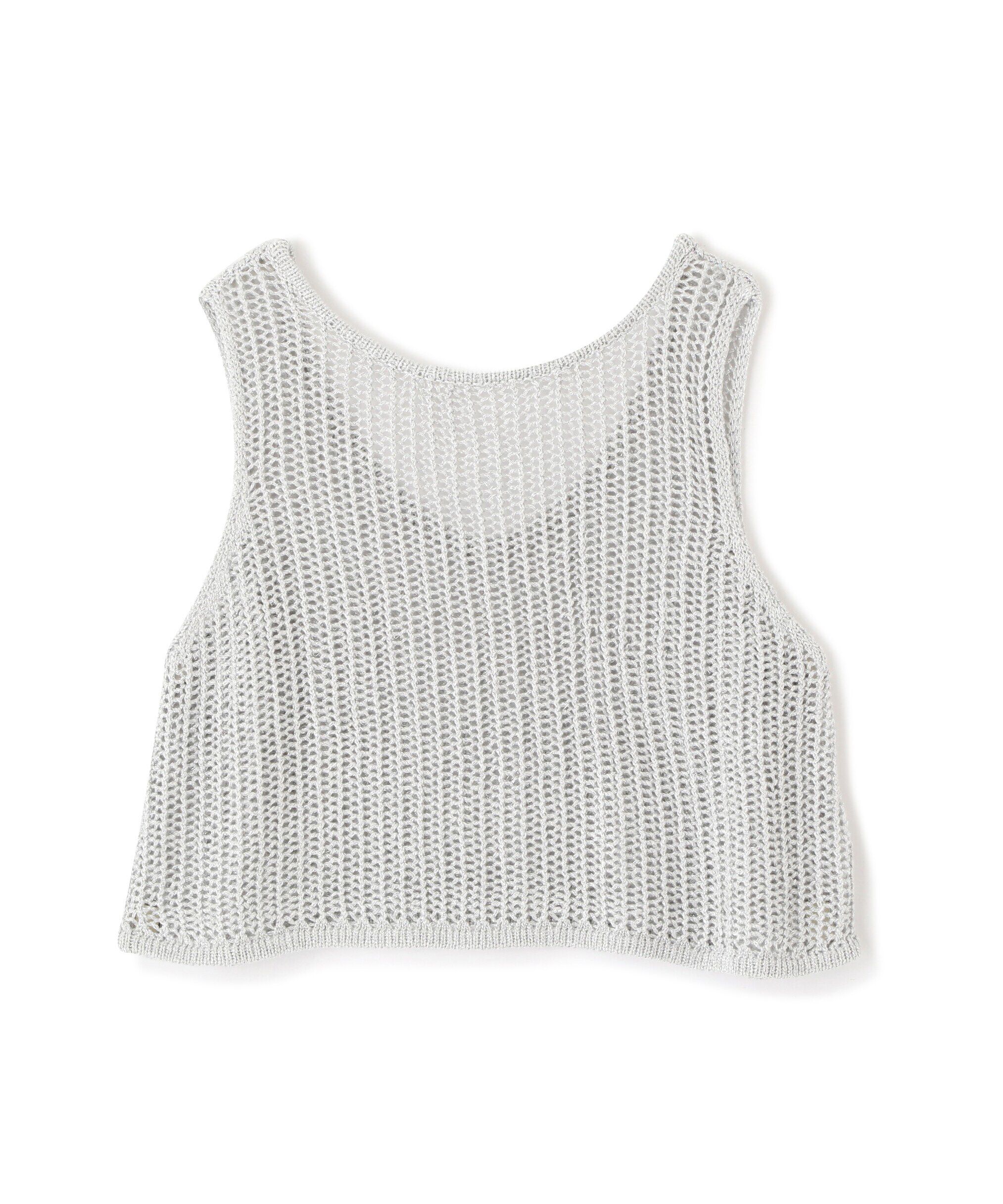  「前後2wayラメニットメッシュベスト」|ニット・セーター|