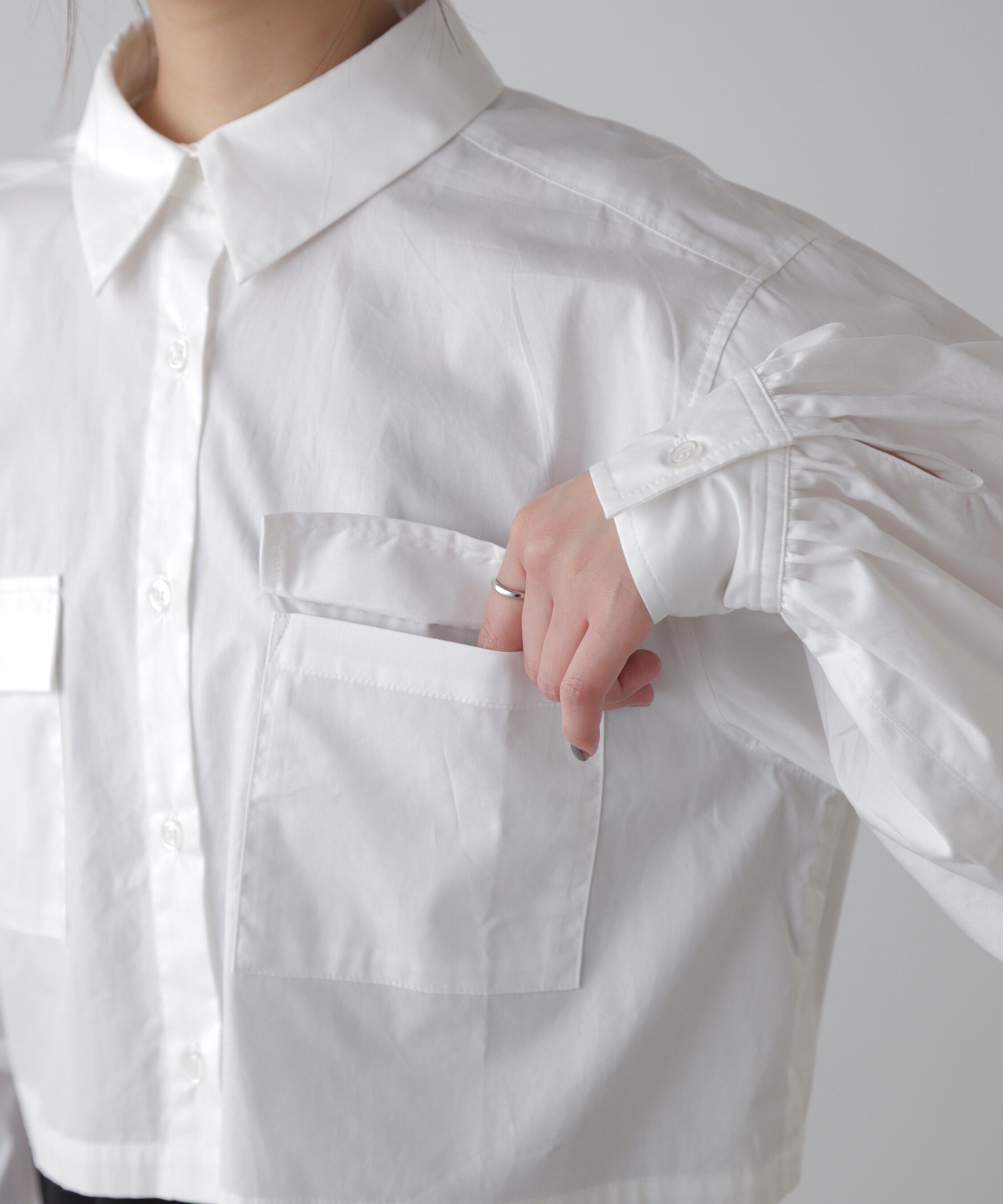  「ビッグポケットショート丈シャツ」|シャツ・ブラウス|