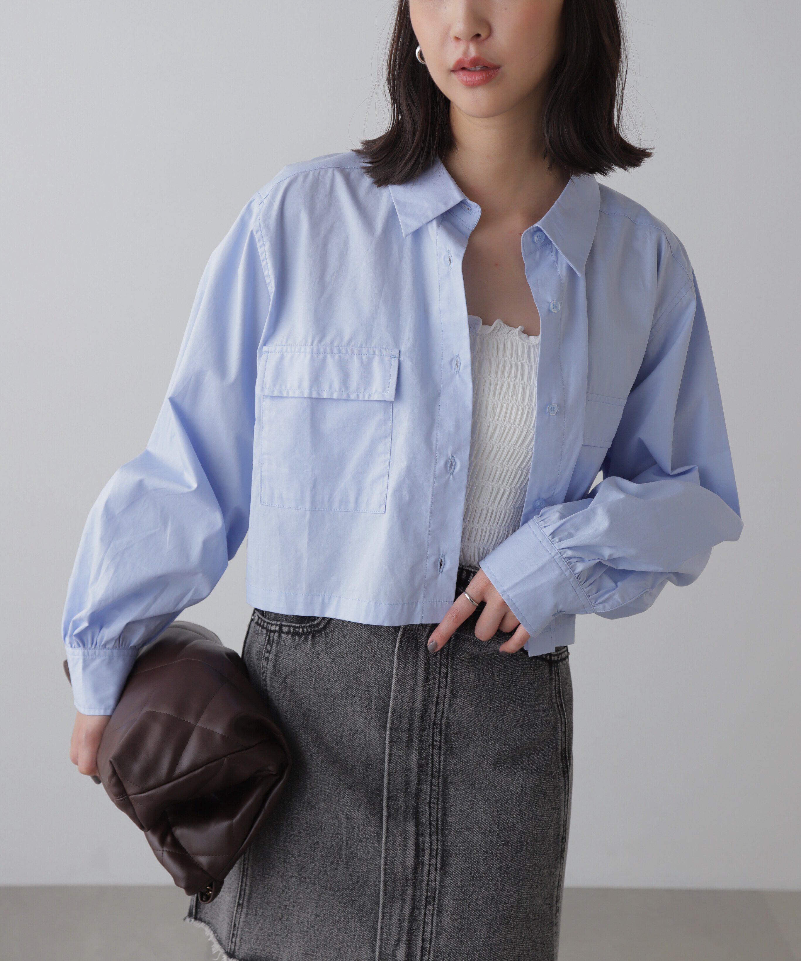  「ビッグポケットショート丈シャツ」|シャツ・ブラウス|