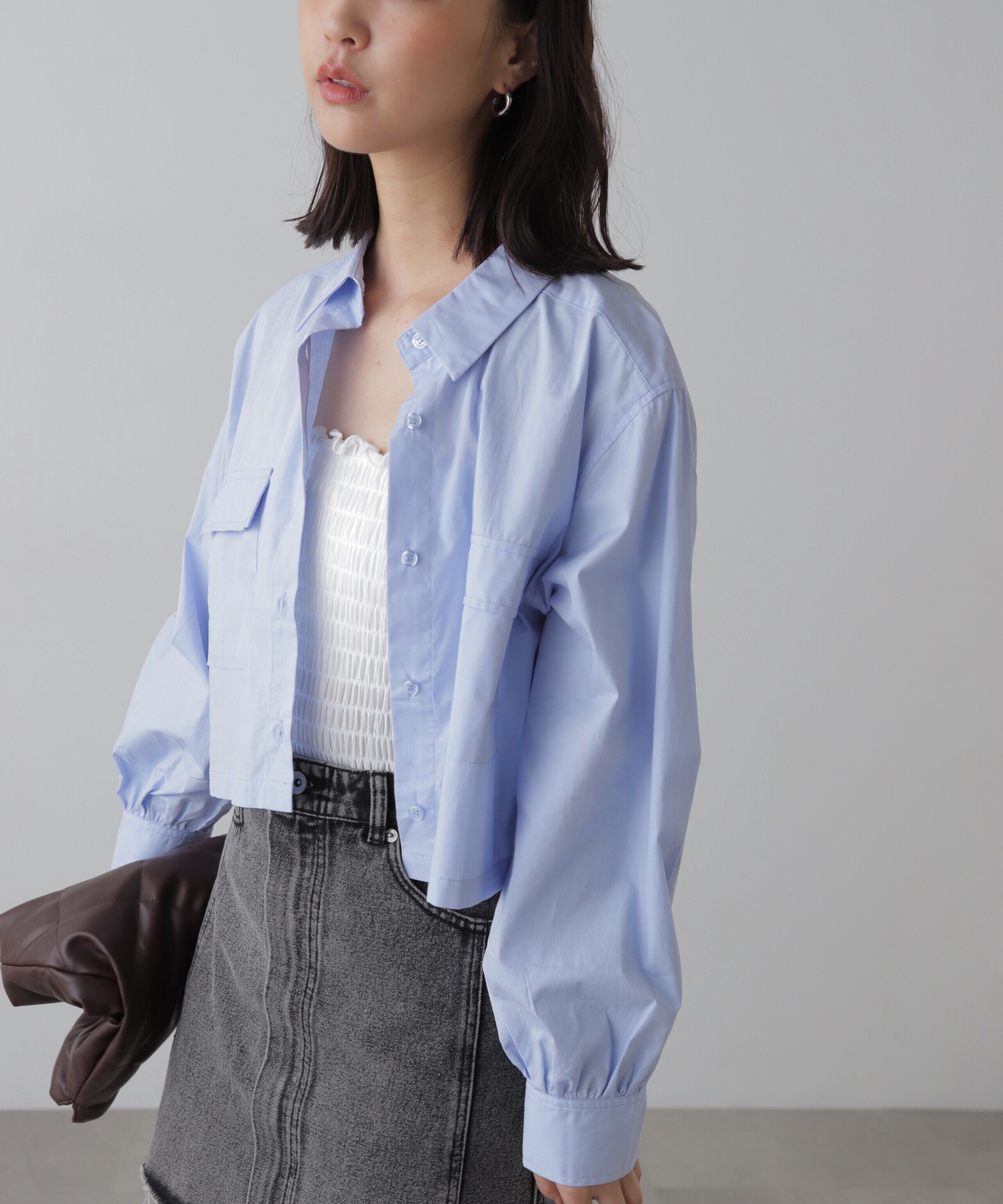  「ビッグポケットショート丈シャツ」|シャツ・ブラウス|