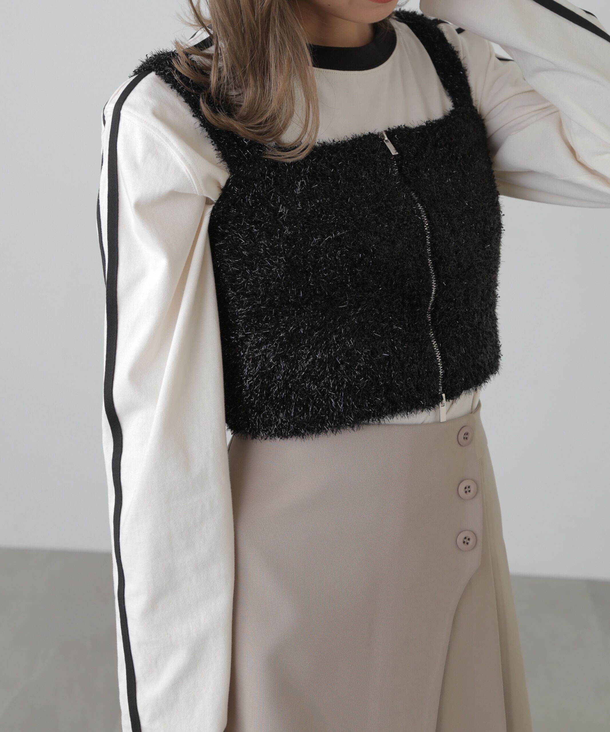  「シャギーラメニットビスチェ」|ニット・セーター|