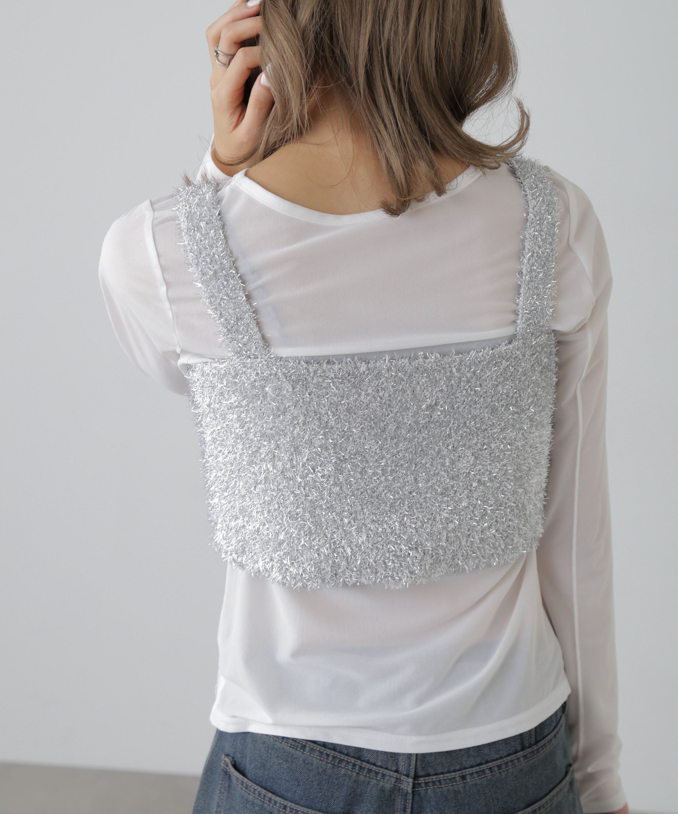  「シャギーラメニットビスチェ」|ニット・セーター|