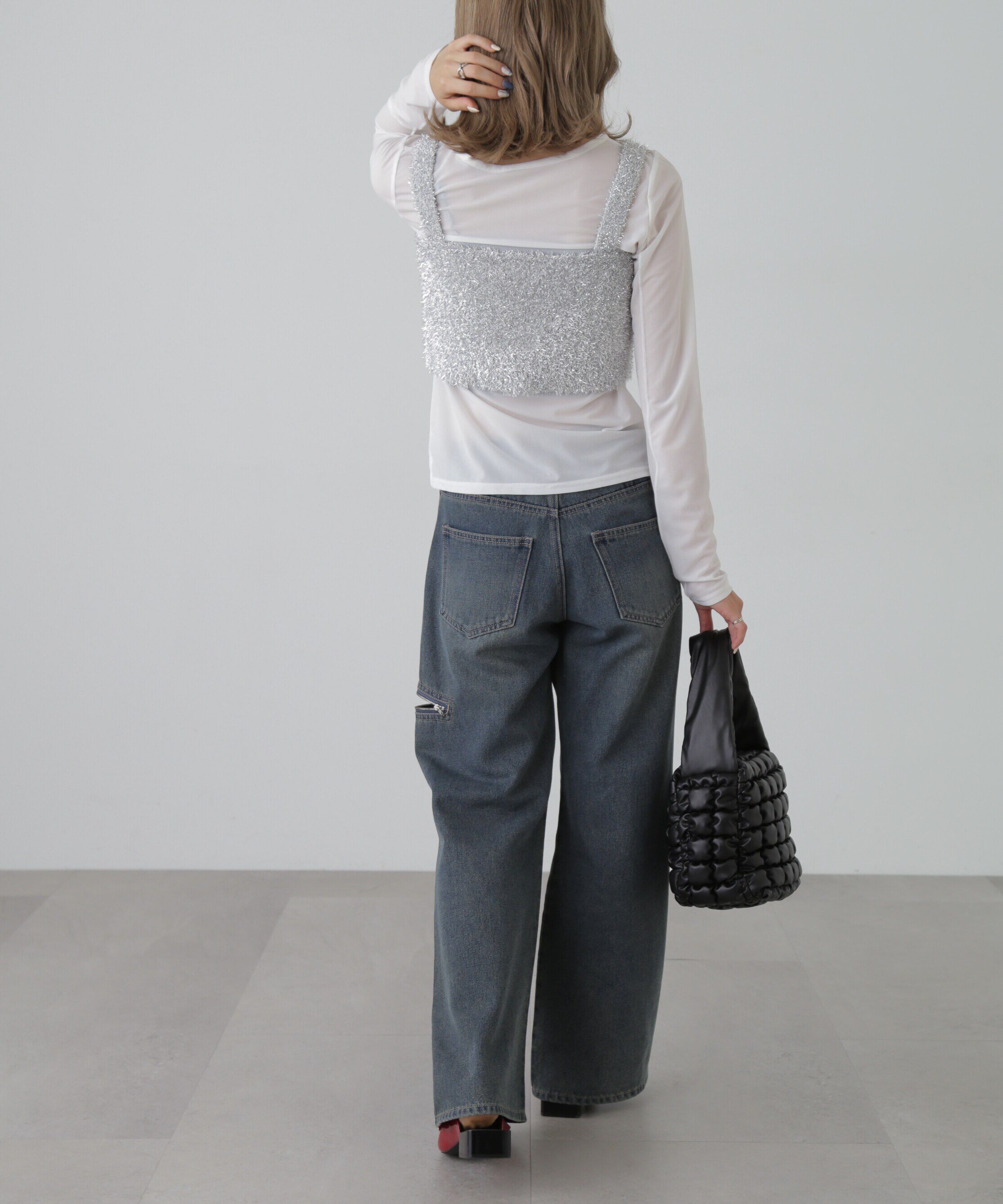  「シャギーラメニットビスチェ」|ニット・セーター|