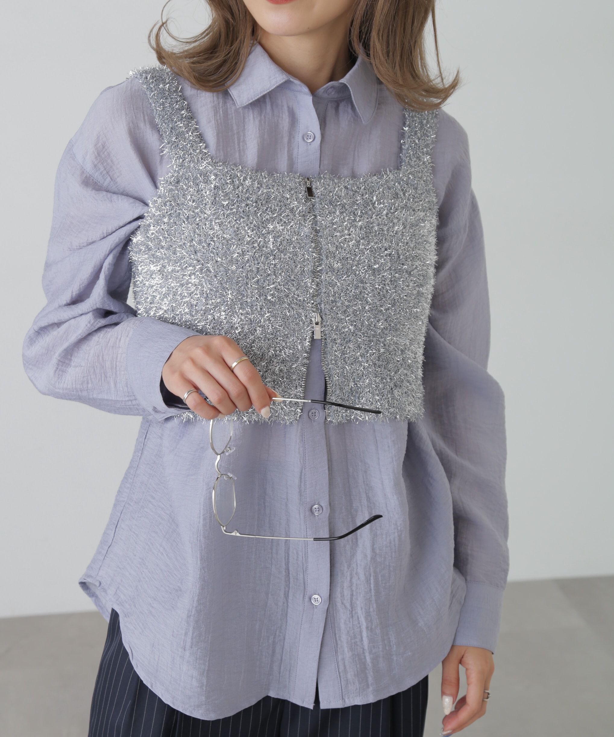  「シャギーラメニットビスチェ」|ニット・セーター|