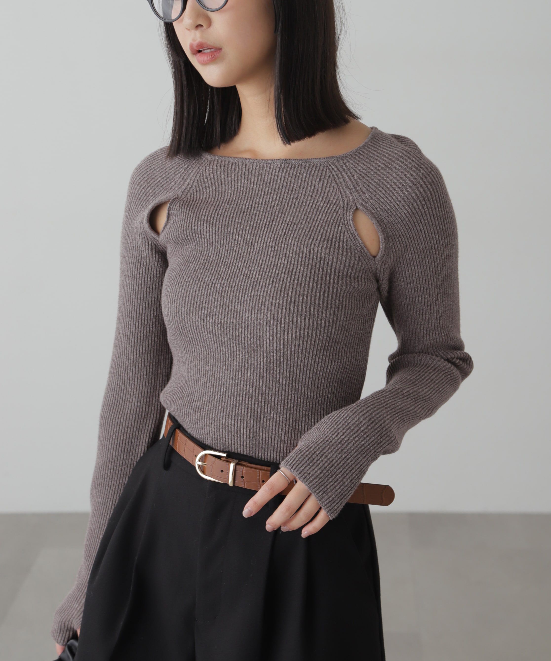  「クルーネックカッティングニット」|ニット・セーター|