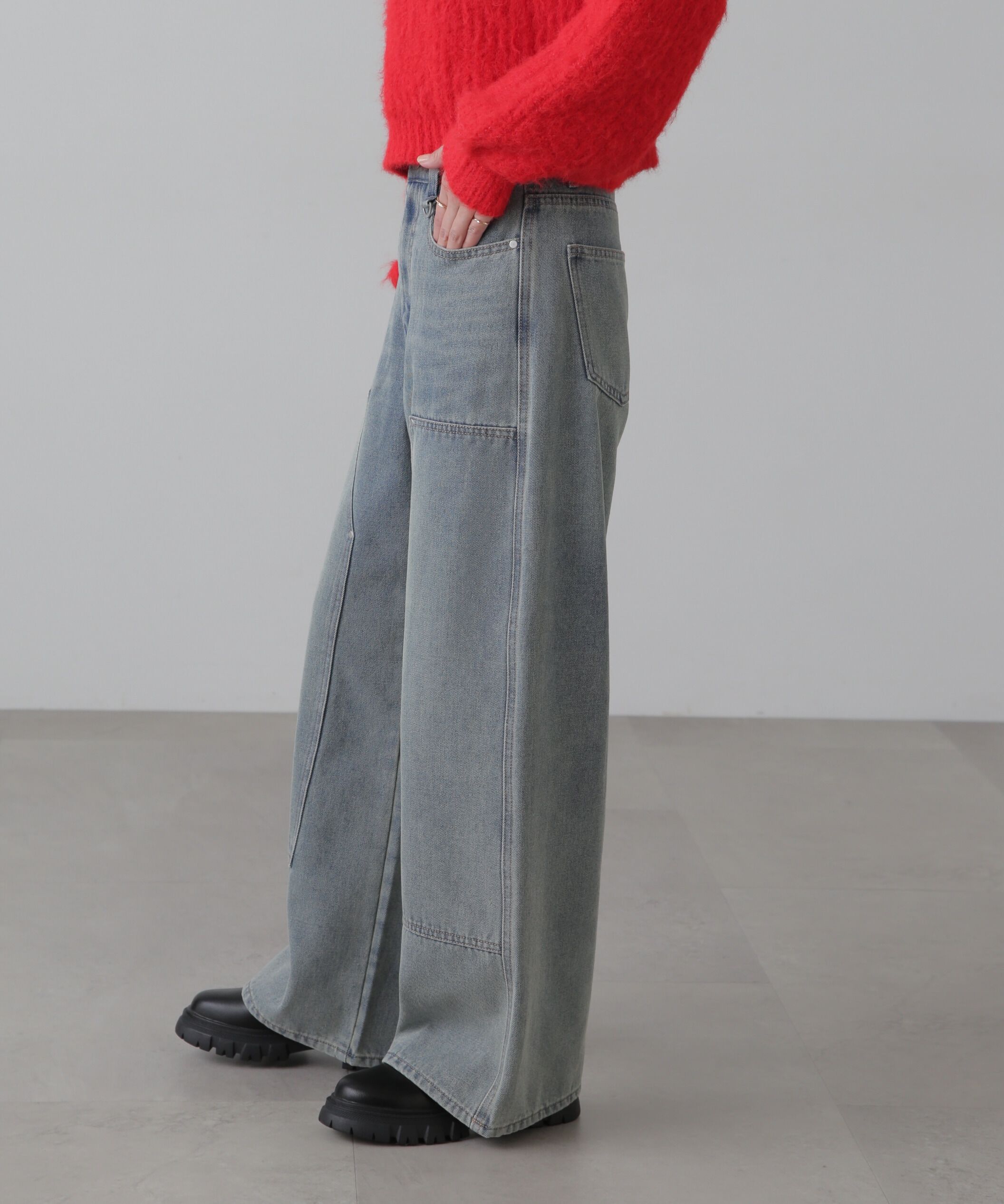  「ダブルニーワイドデニムパンツ」|その他|