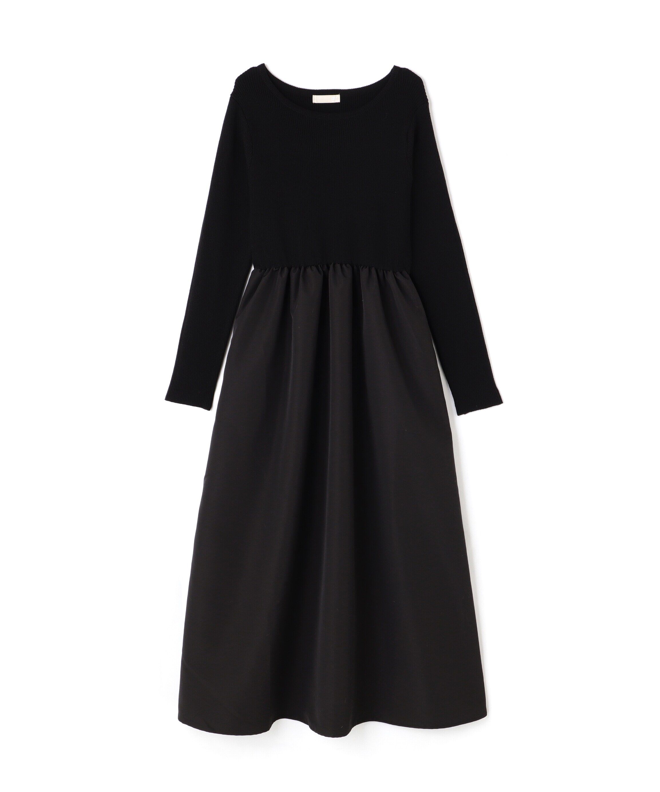  「布帛ドッキングクルーネックワンピース」|ワンピース|