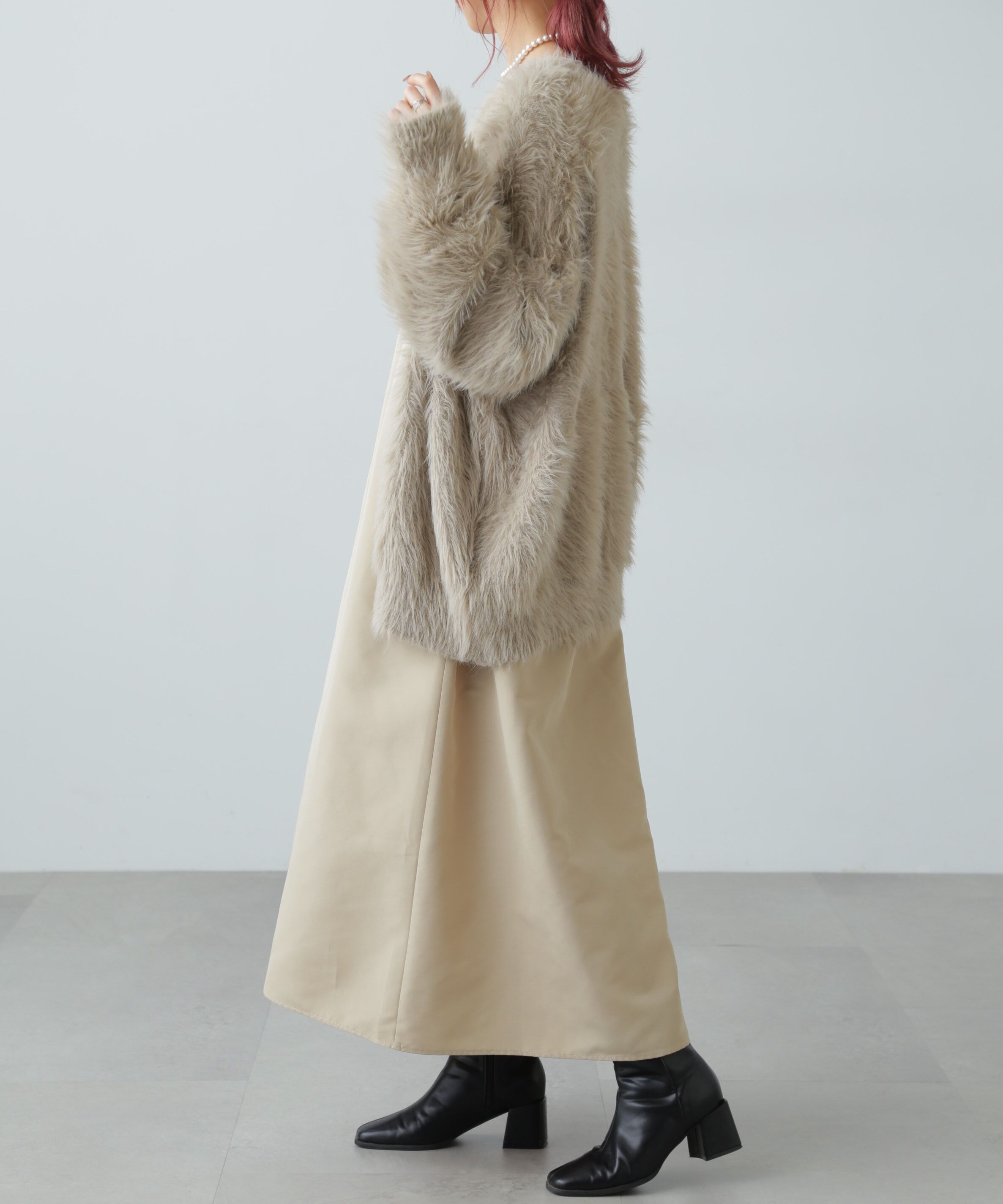  「布帛ドッキングクルーネックワンピース」|ワンピース|