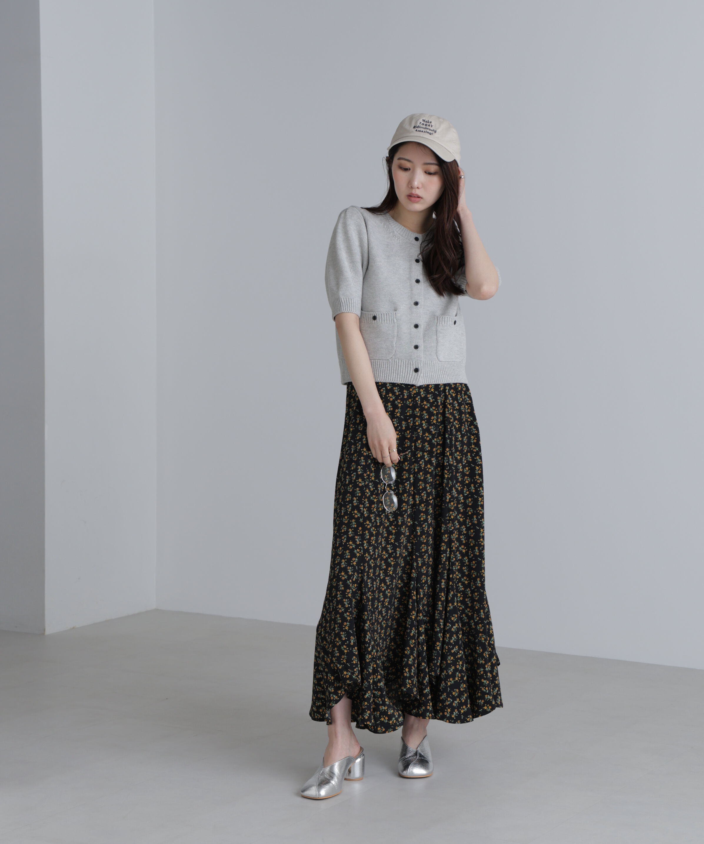  「フロントポケット半袖カーディガン」|ニット・セーター|