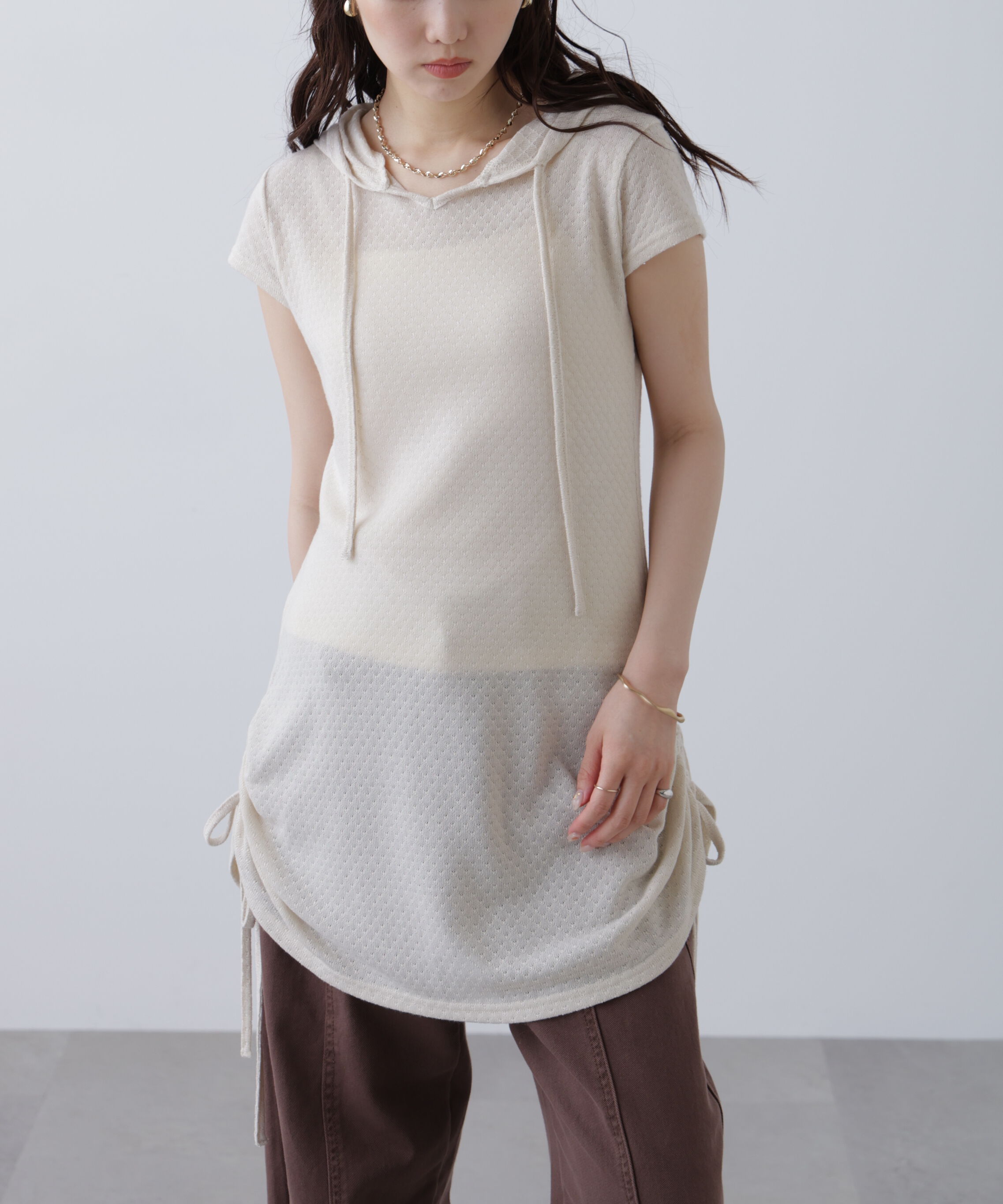  「サイドシャーリングフーディーミニワンピース」|ワンピース|