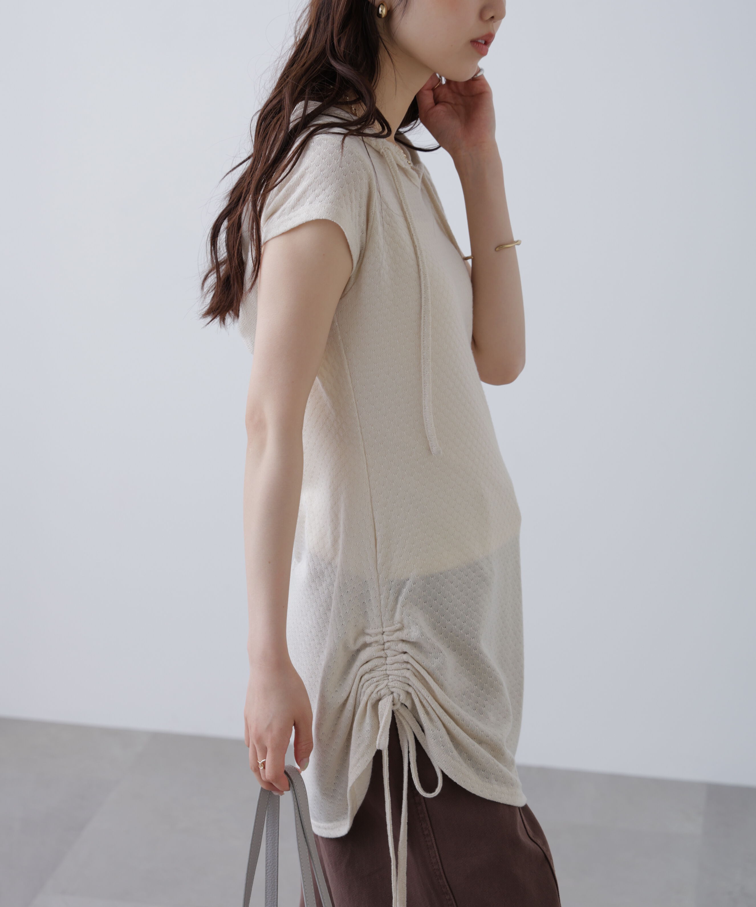  「サイドシャーリングフーディーミニワンピース」|ワンピース|