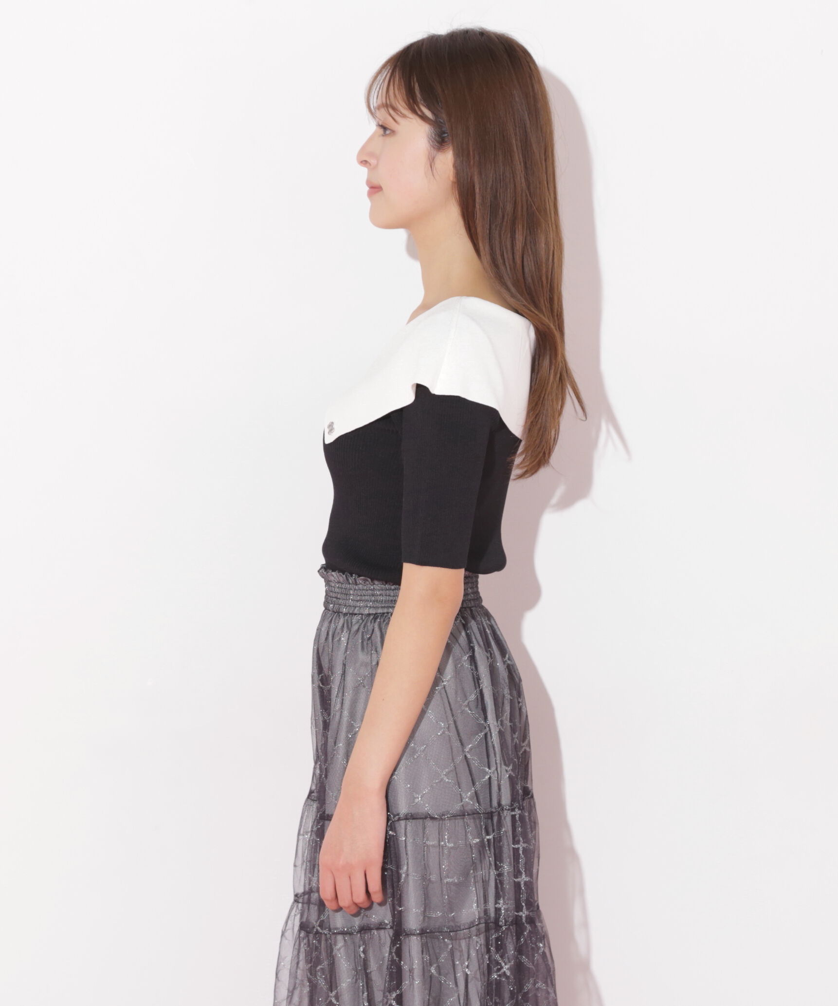  「配色ビッグカラーリブニット」|ニット・セーター|