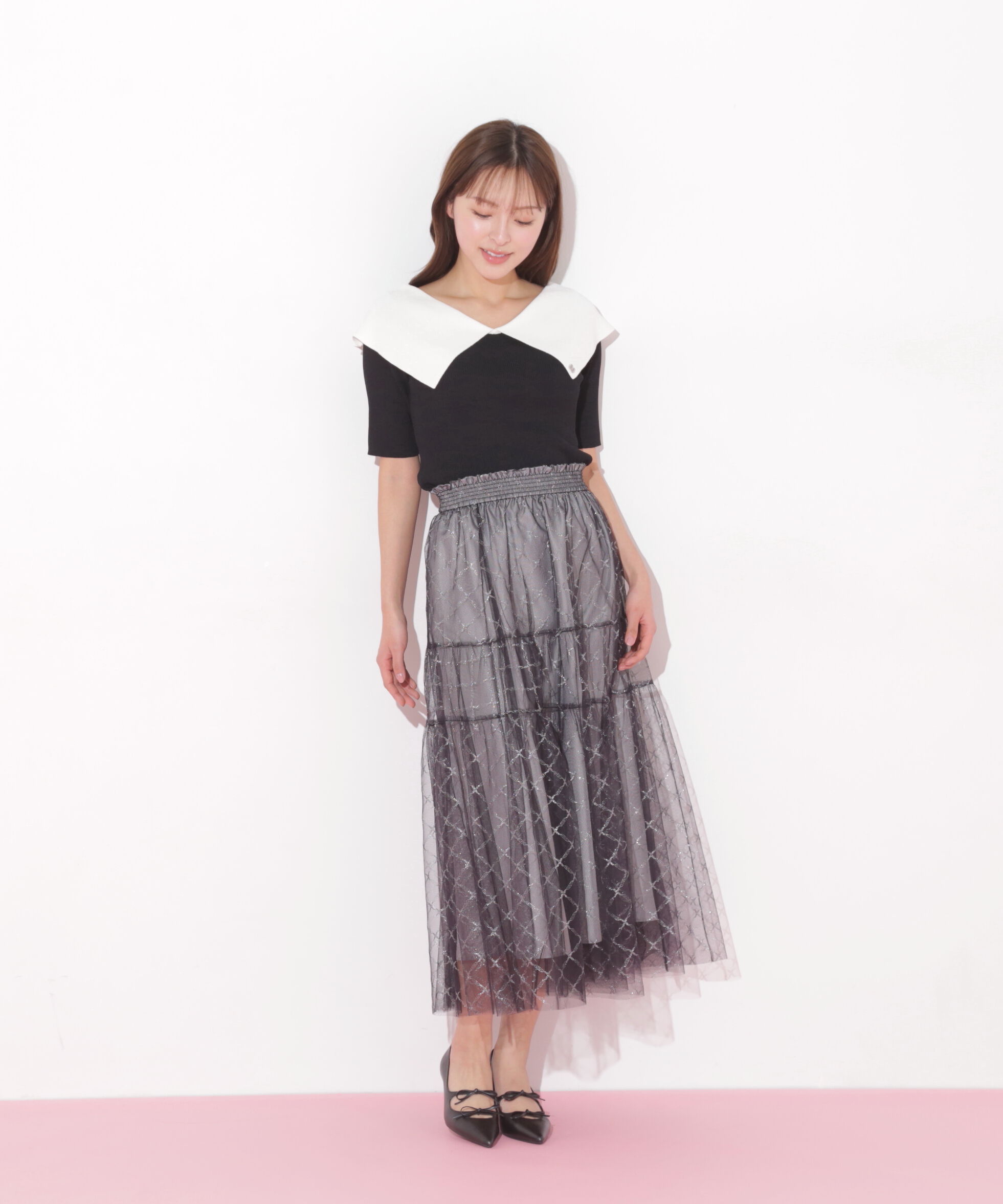  「配色ビッグカラーリブニット」|ニット・セーター|