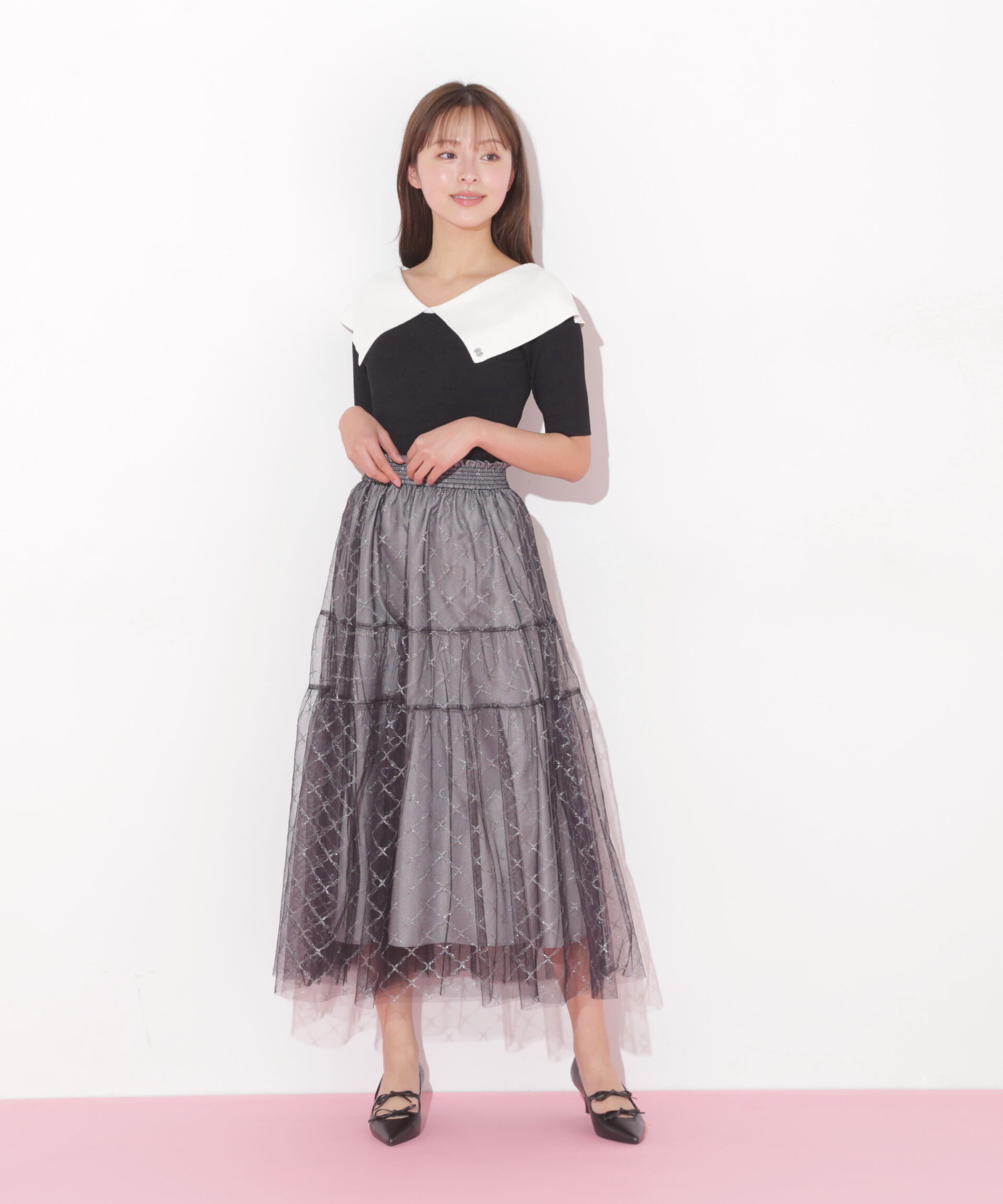  「配色ビッグカラーリブニット」|ニット・セーター|