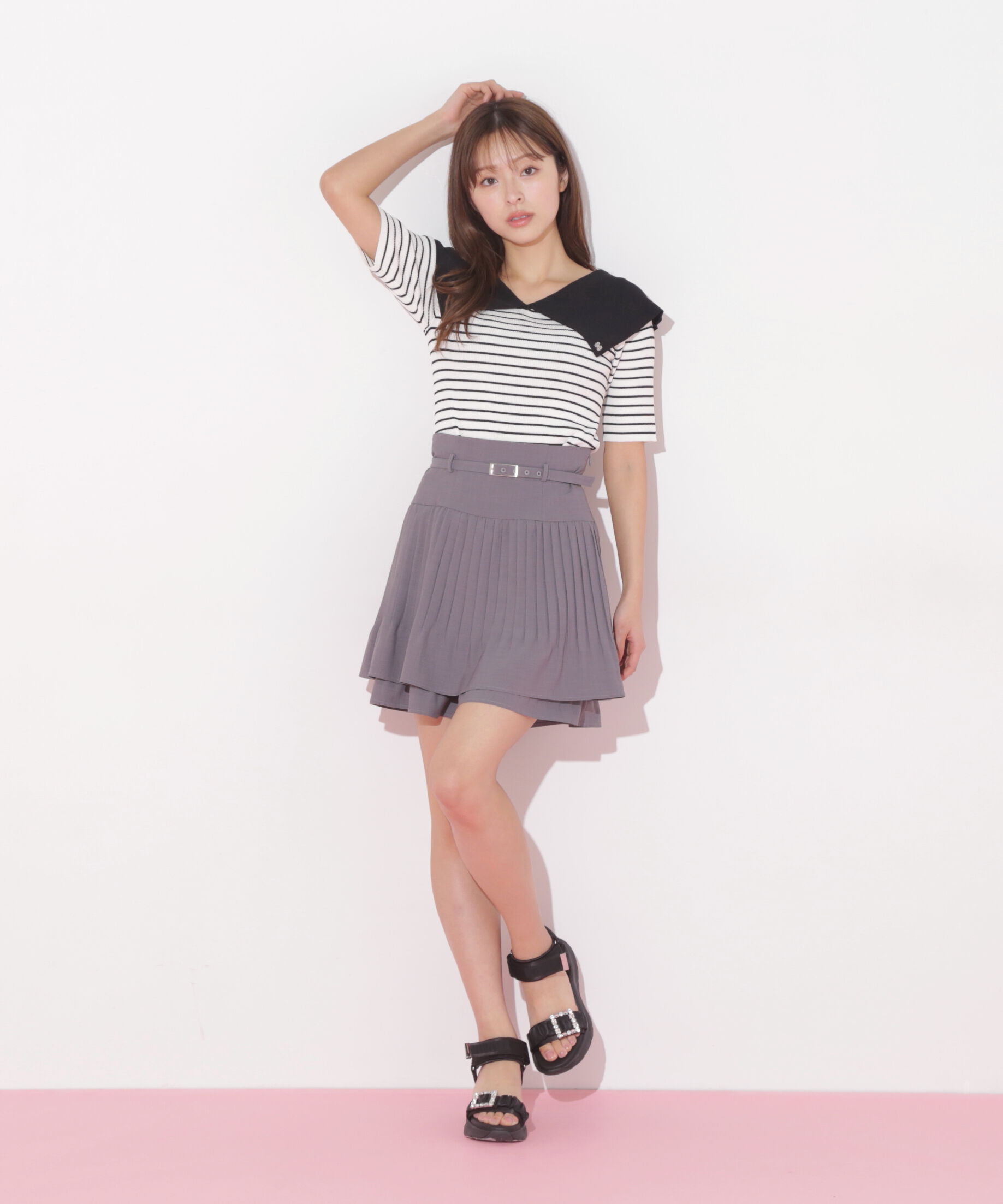  「配色ビッグカラーリブニット」|ニット・セーター|