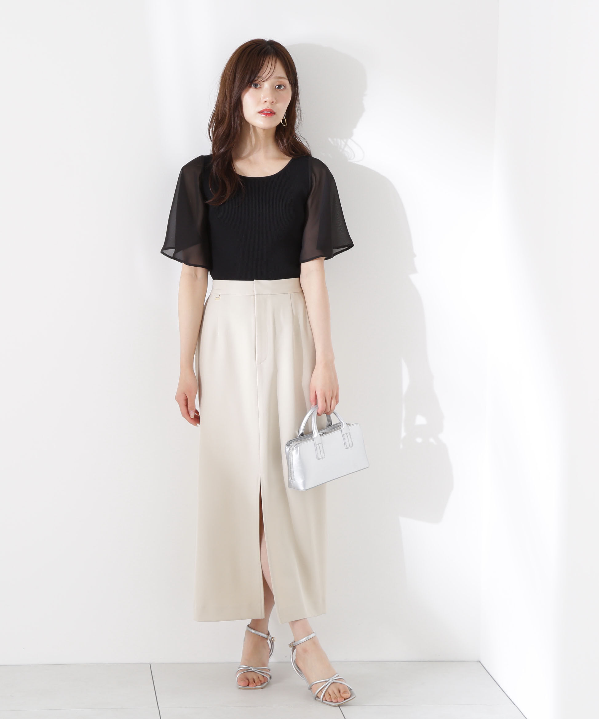 PROPORTION BODY DRESSING「シアーフレアスリーブリブニット」|ニット・セーター|