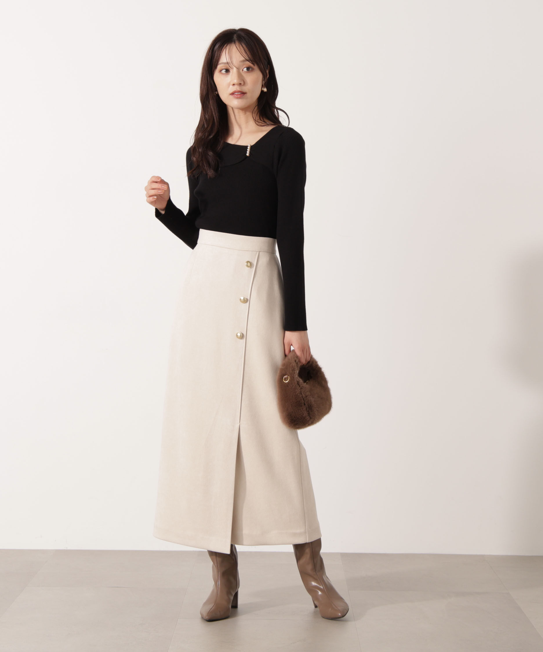 PROPORTION BODY DRESSING「アシメパールデザインニット 25AW」|ニット・セーター|