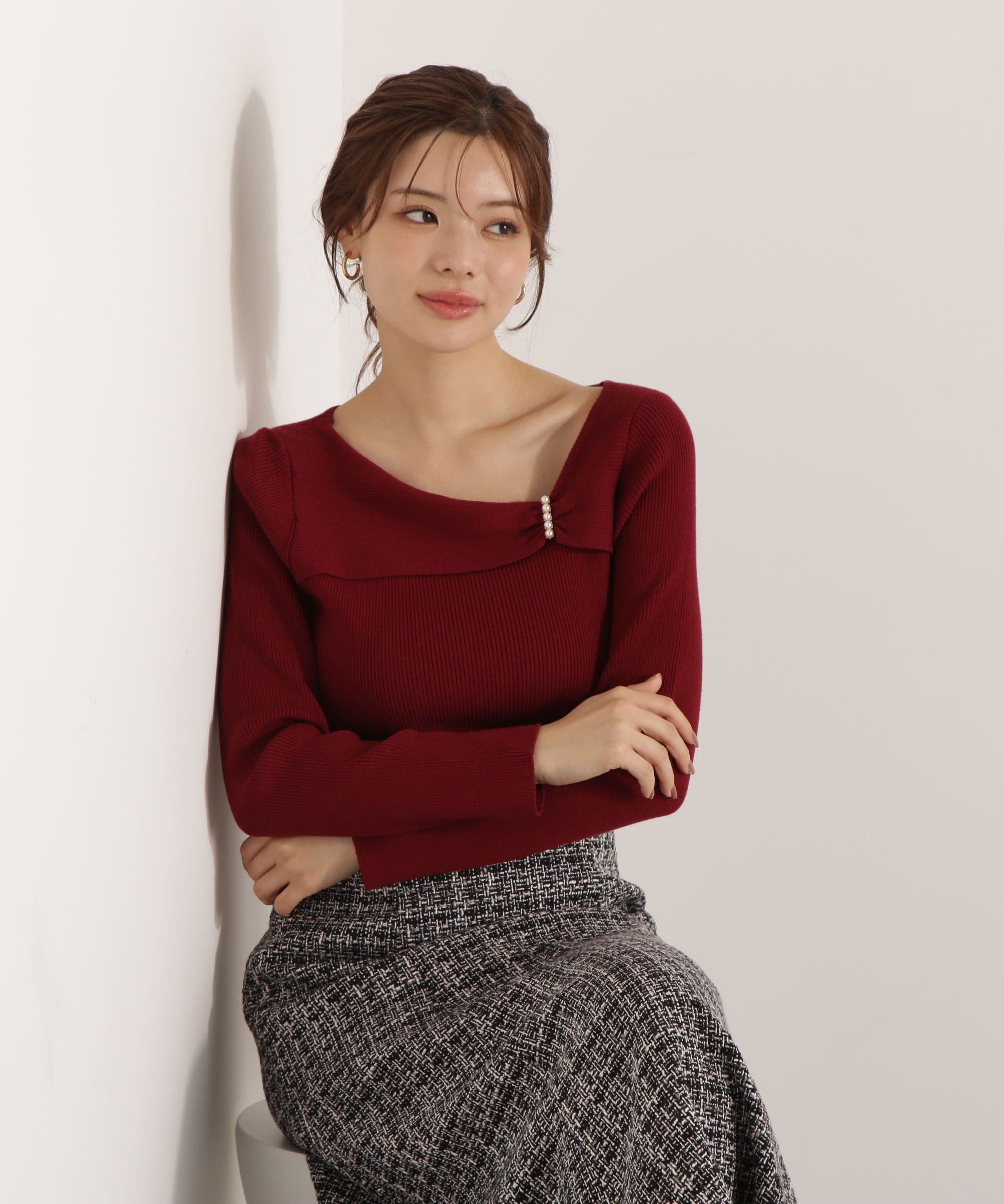 PROPORTION BODY DRESSING「アシメパールデザインニット 25AW」|ニット・セーター|