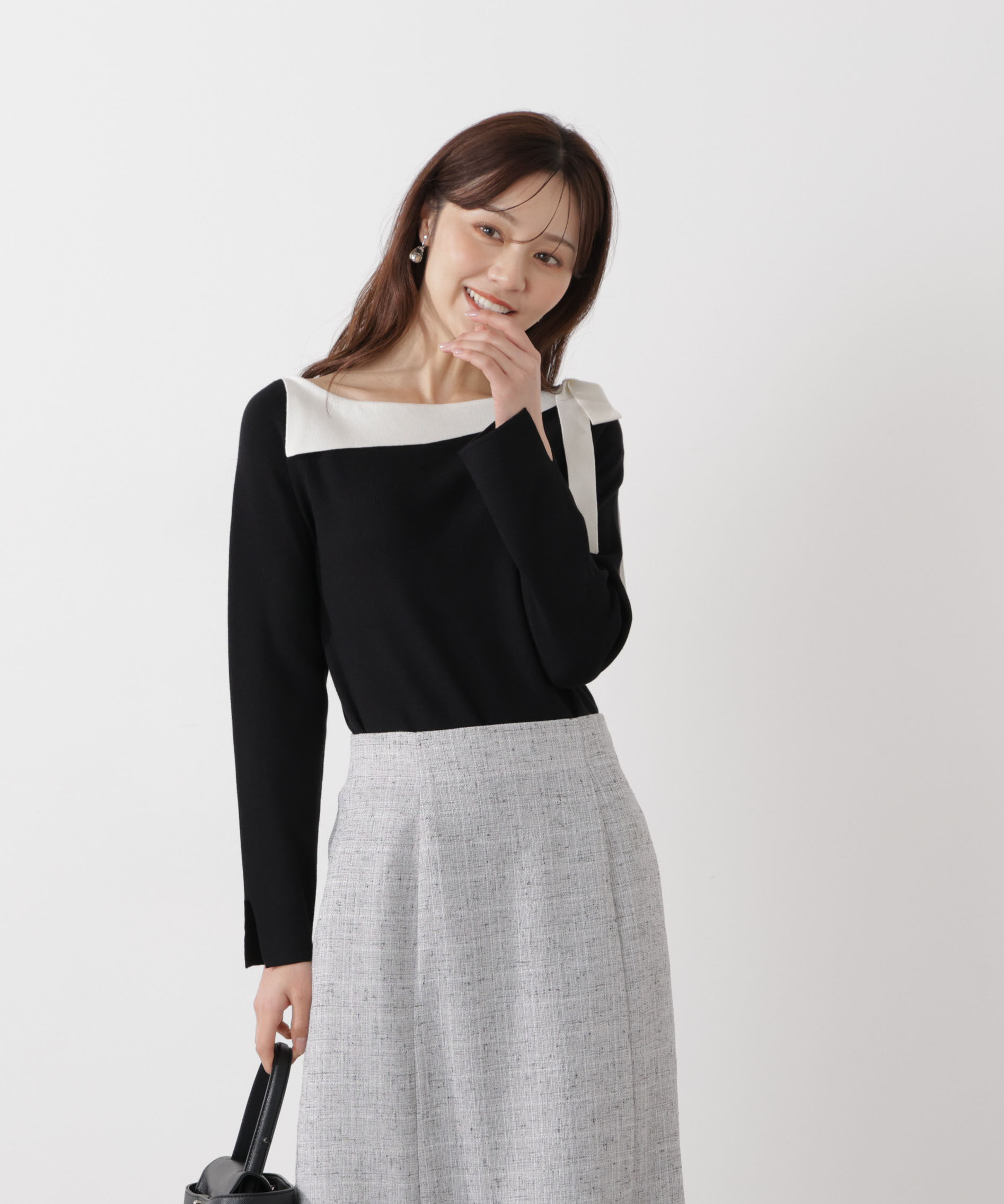 PROPORTION BODY DRESSING「＜ウォッシャブル/UV＞サイドリボン総針ニット」|ニット・セーター|