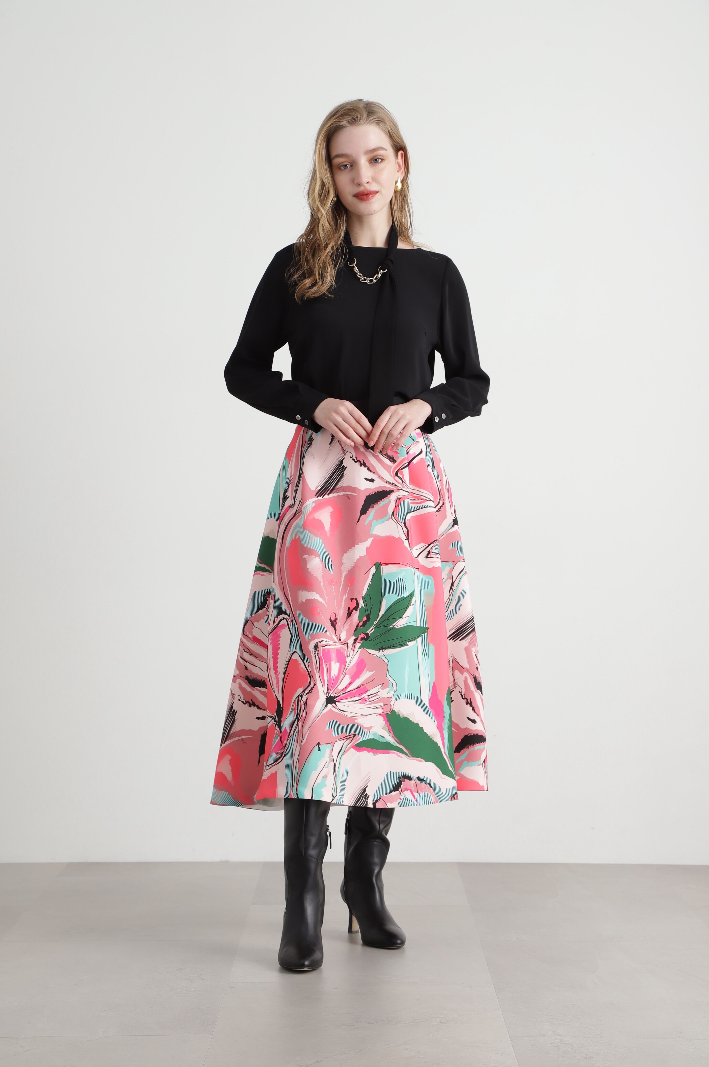  「◆アートフラワープリントスカート」|スカート|