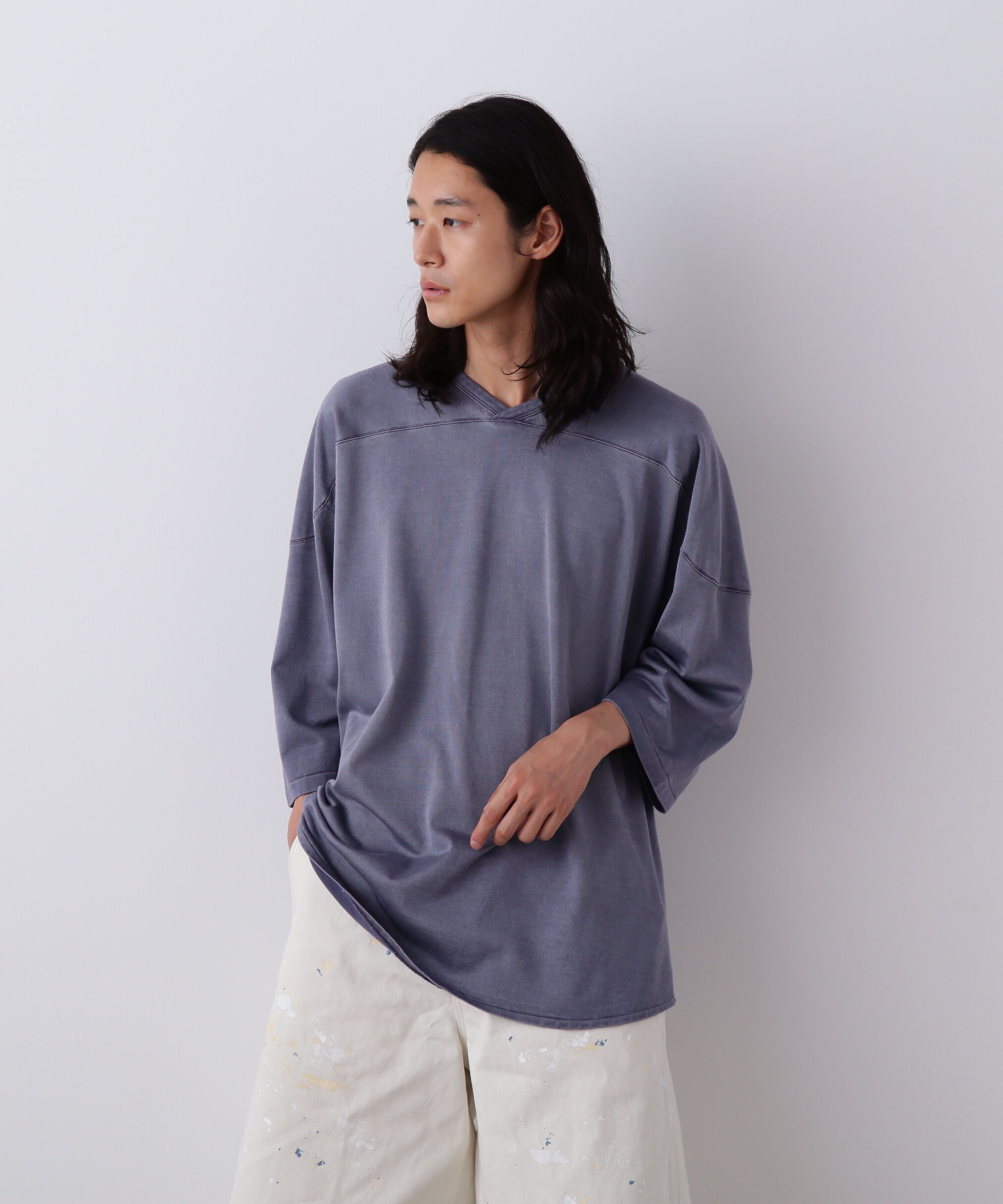 YLEVE 「YLEVE / COTTON RAYON PIGMENT DYE HOCKEY PULLOVER」|Tシャツ・カットソー|ネイビー