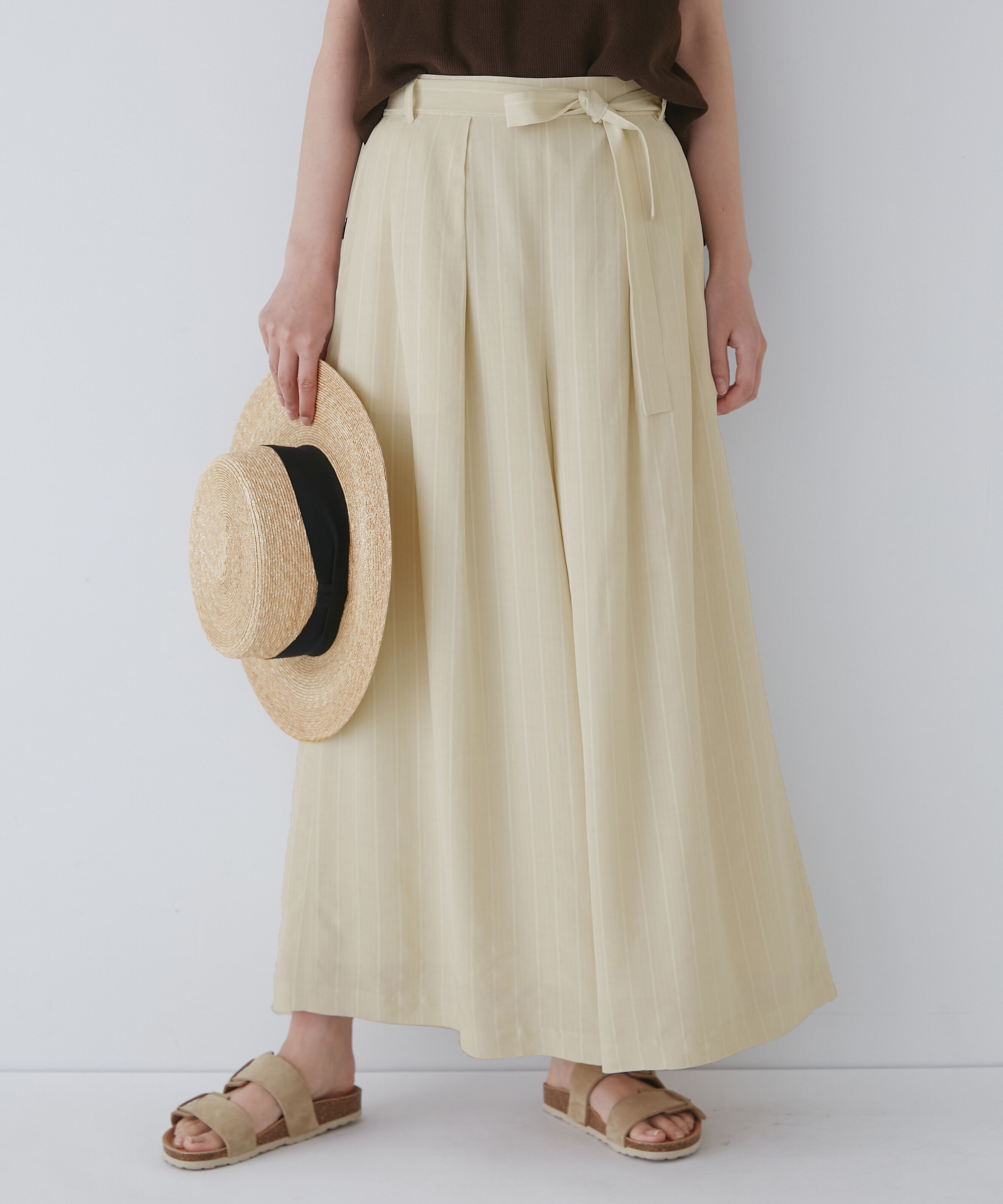  「◆ストライプスカーチョ」|スカート|ベージュスト 3