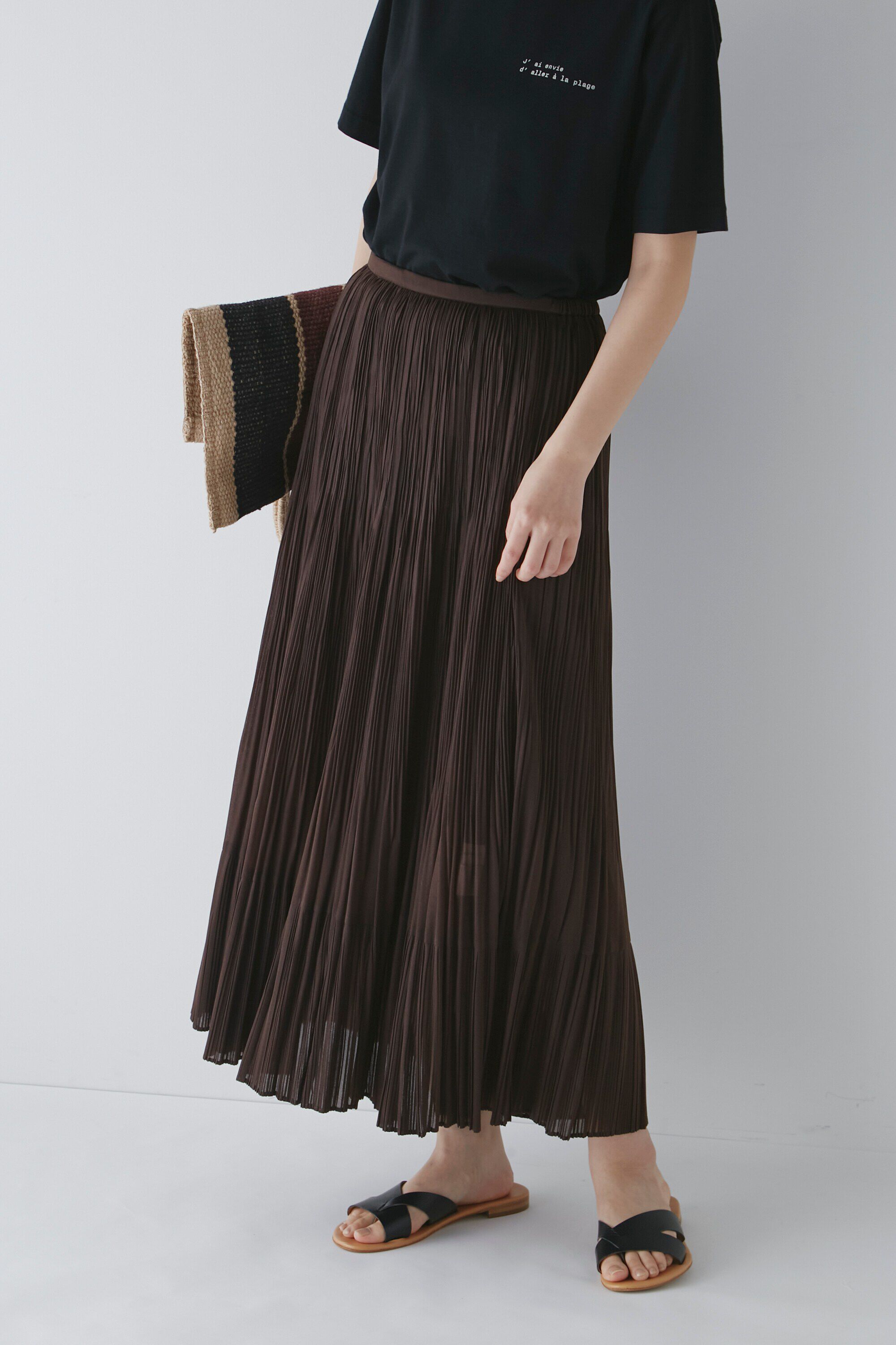  「◆オーガンジープリーツスカート」|スカート|ブラウン