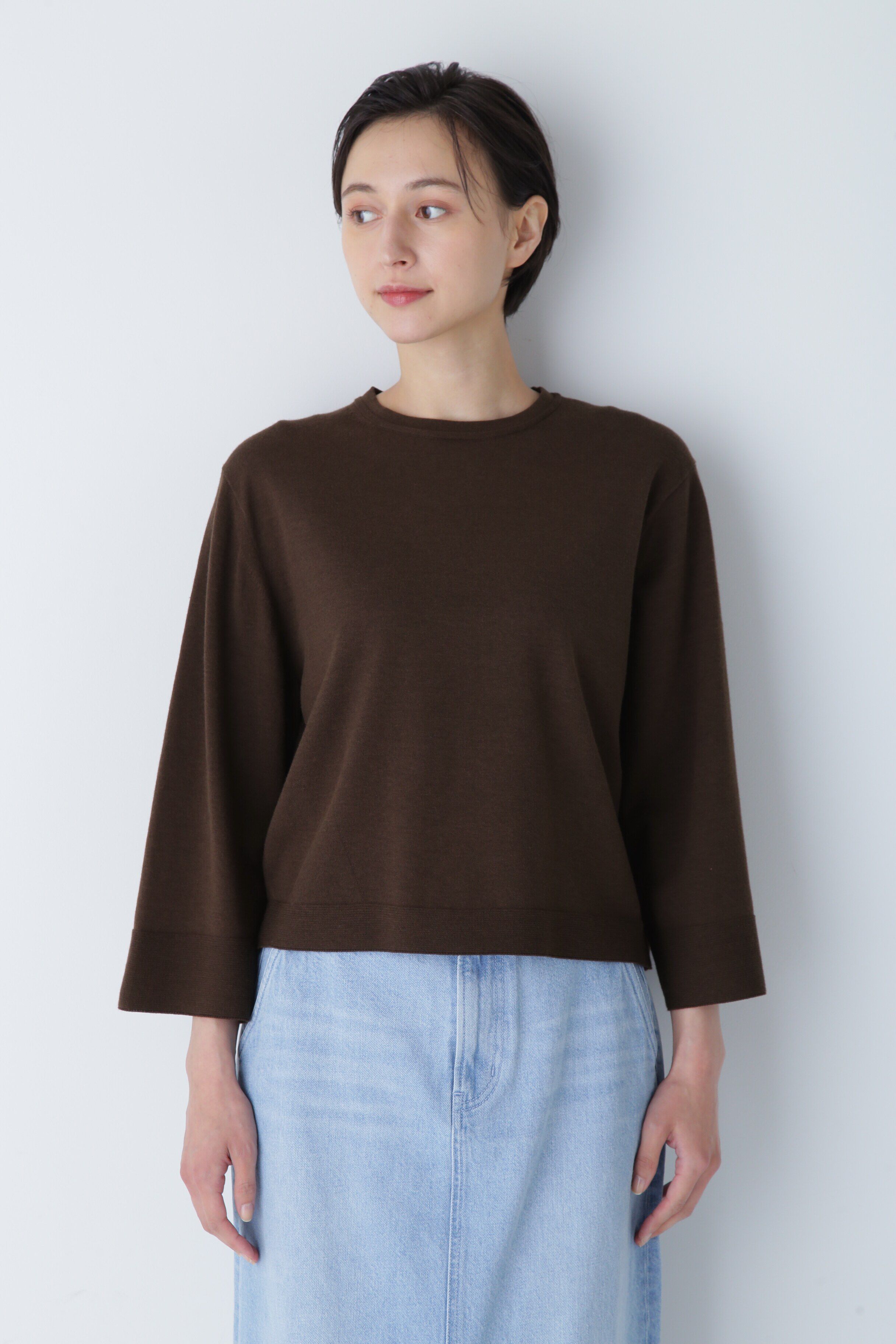  「◆コットンポリエステルキュプラニットプルオーバー」|ニット・セーター|