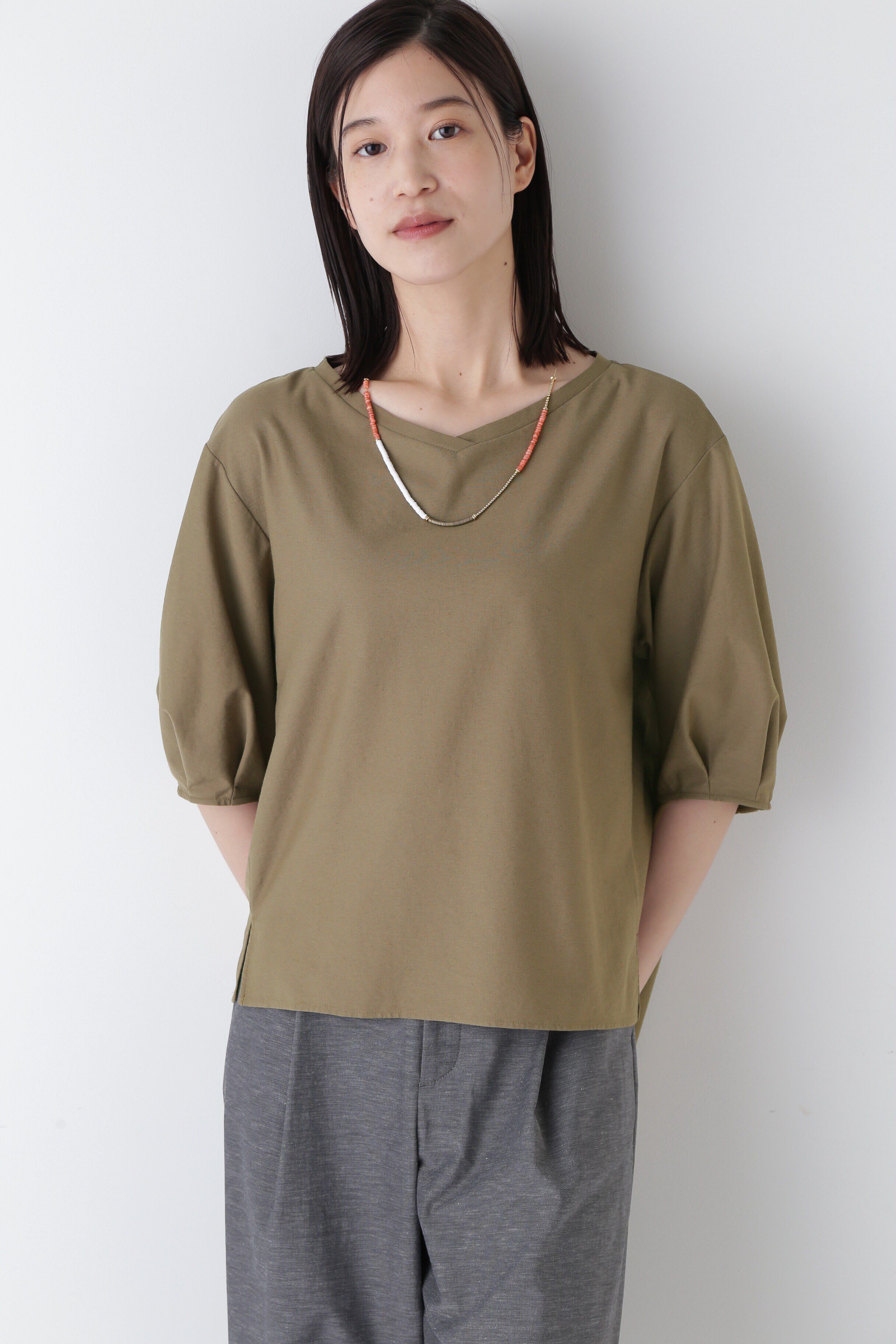  「◆フハクドッキングＶネックプルオーバー」|Tシャツ・カットソー|カーキ