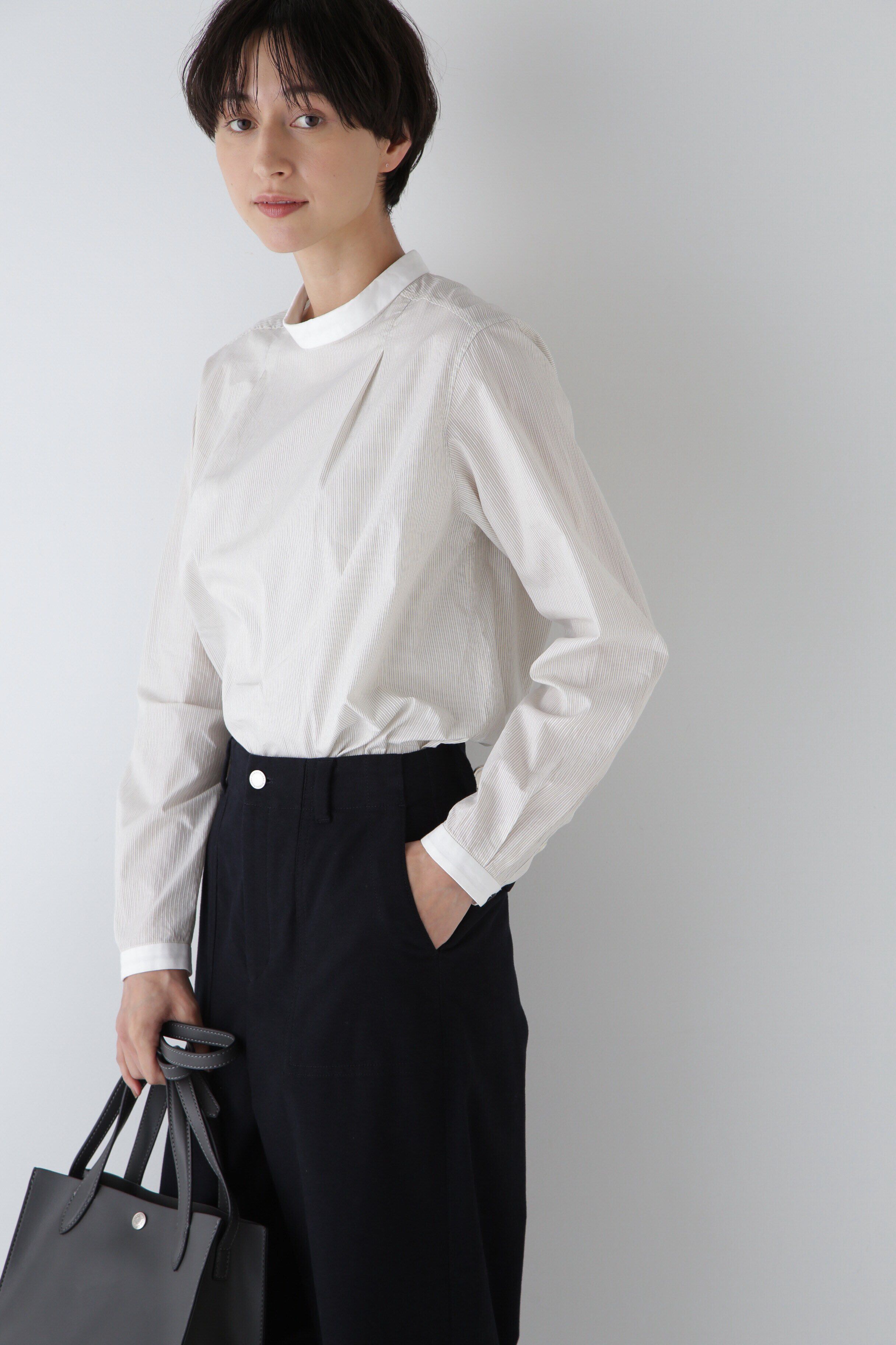  「◆シルプレシュランクストライプブラウス」|シャツ・ブラウス|