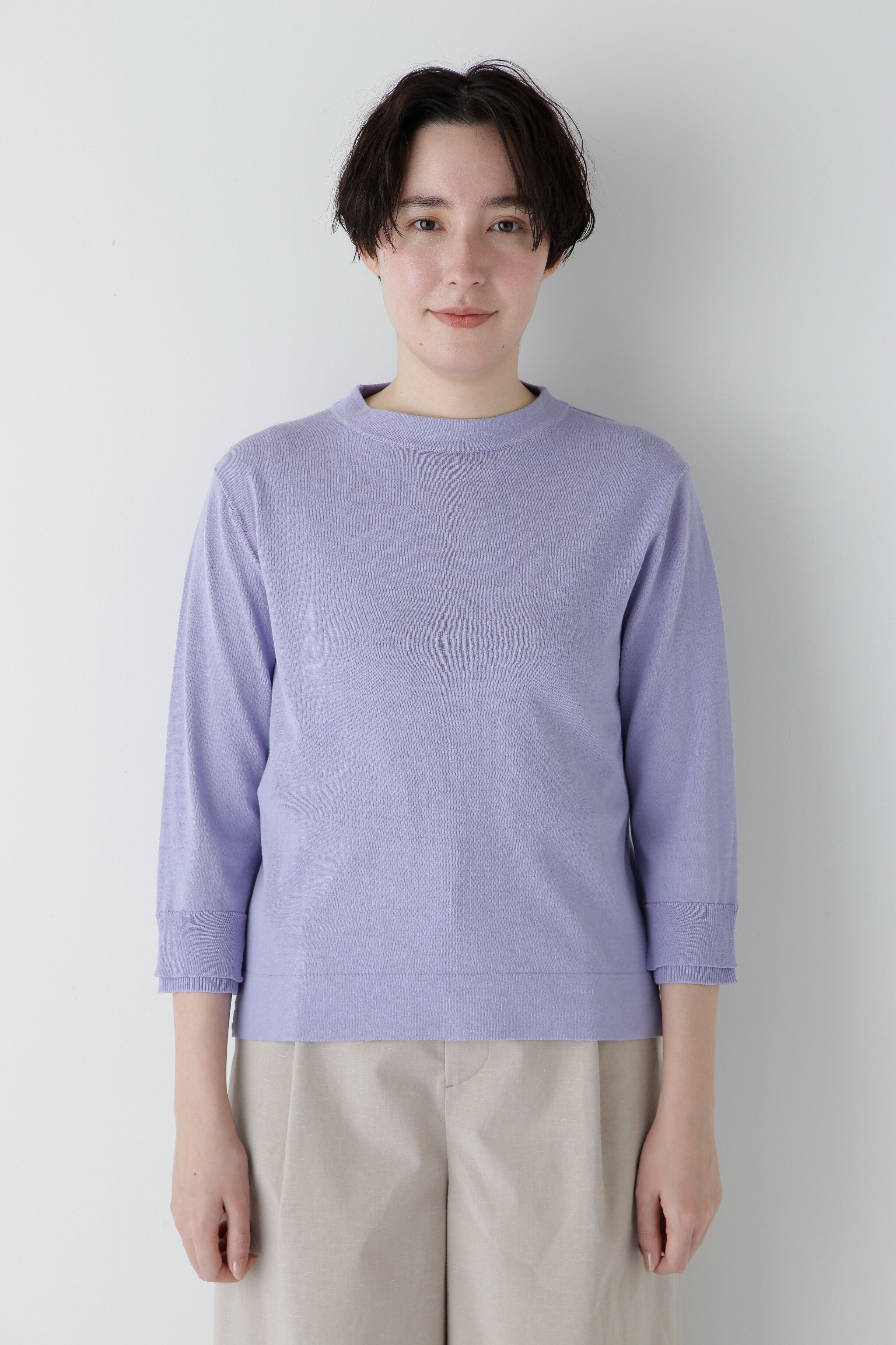  「◆【ウォッシャブル・UVカット】コットン混モックネックプルオーバー」|ニット・セーター|