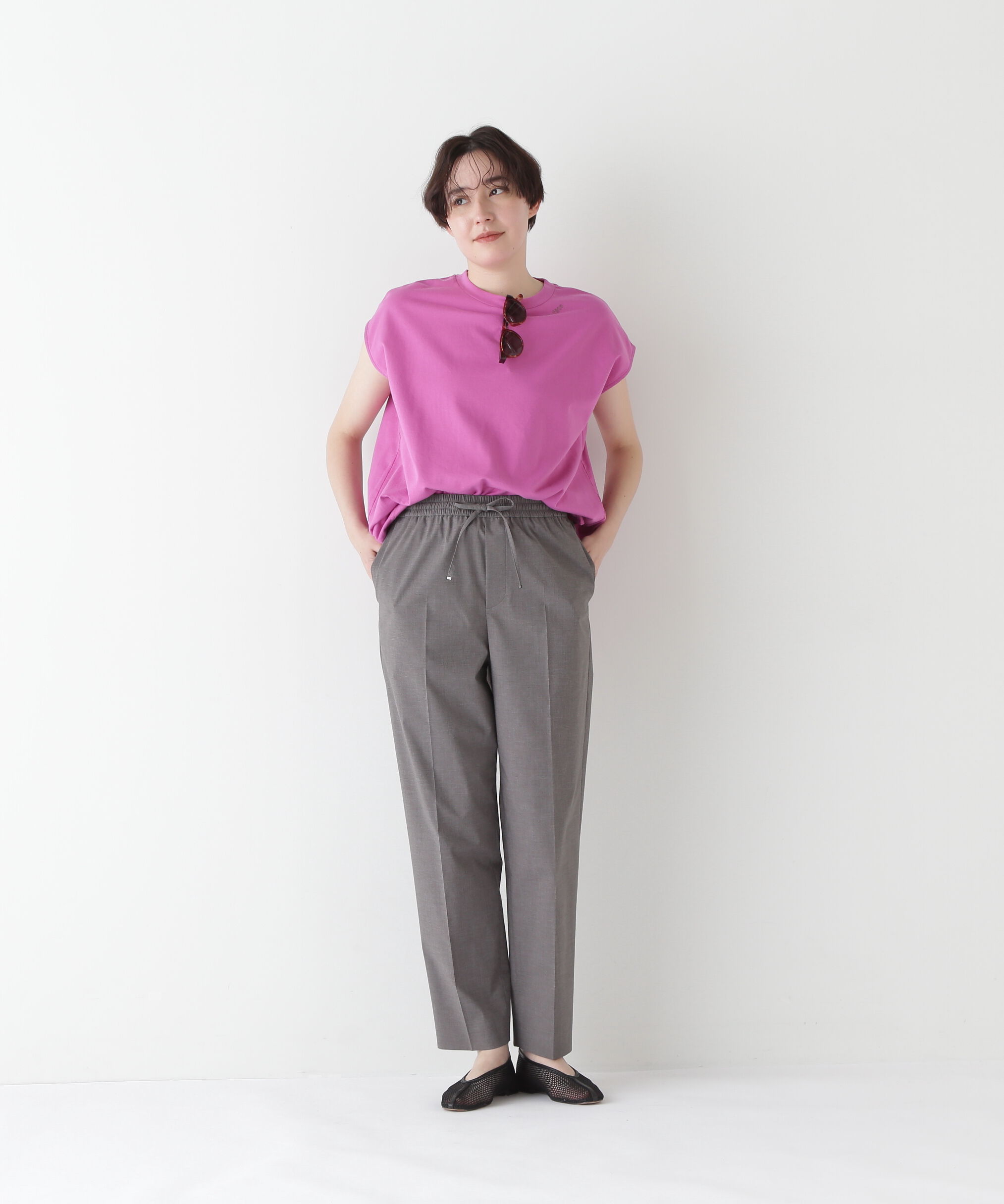  「◆【接触冷感】ポプリンストレッチドローストリングテーパードパンツ」|その他|