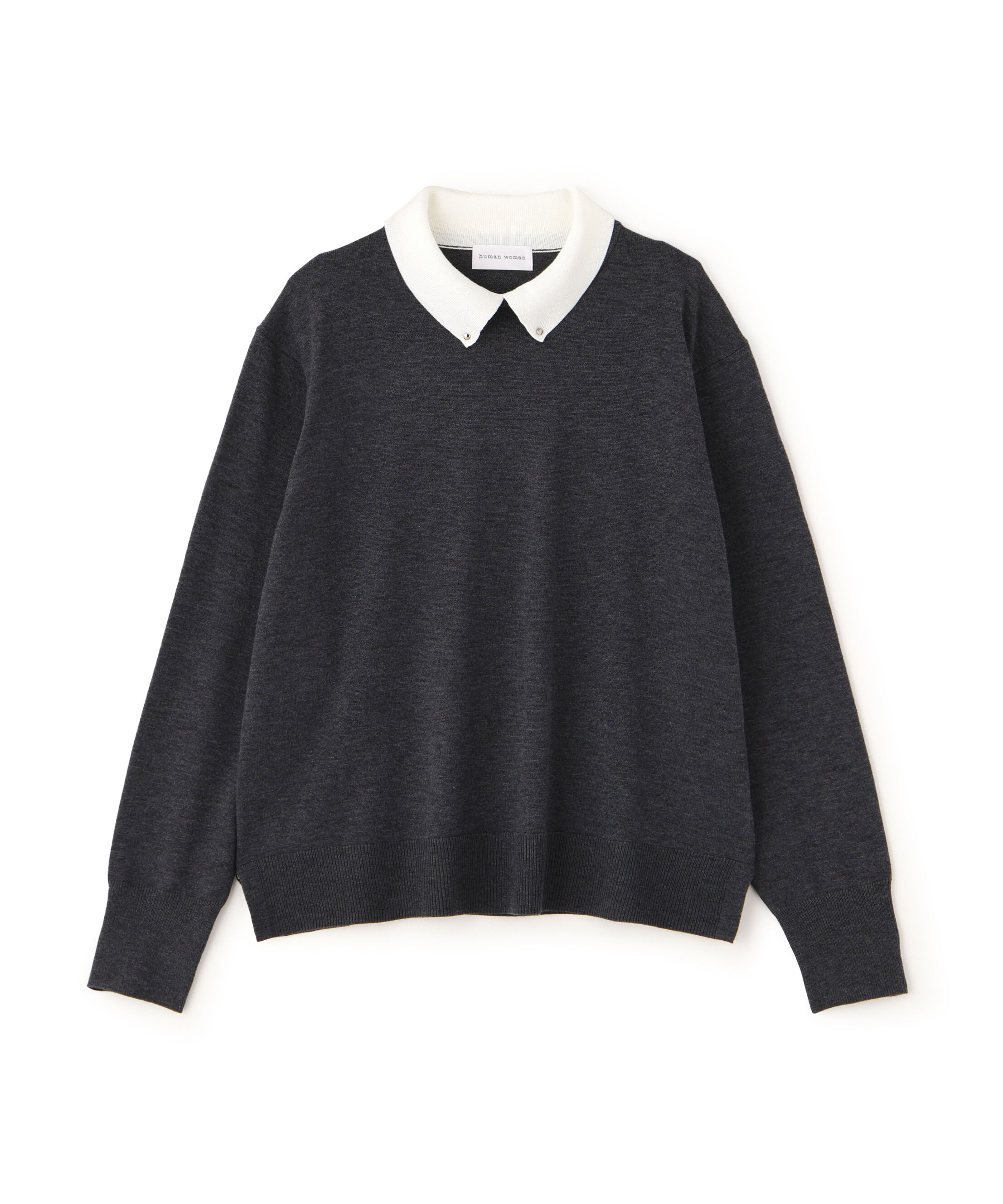  「◆ハイゲージプレーティング天竺衿付きニット」|ニット・セーター|